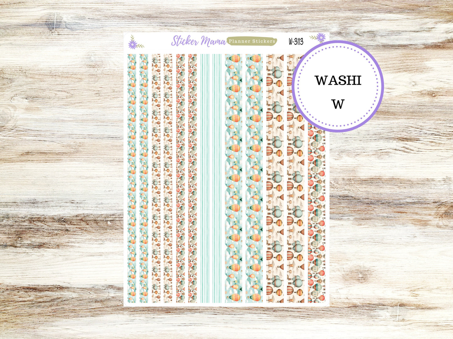 WASHI PLANNER STICKERS || 3113 || Hot Air Balloons || Washi Stickers || Planner Stickers || Washi for Planners
