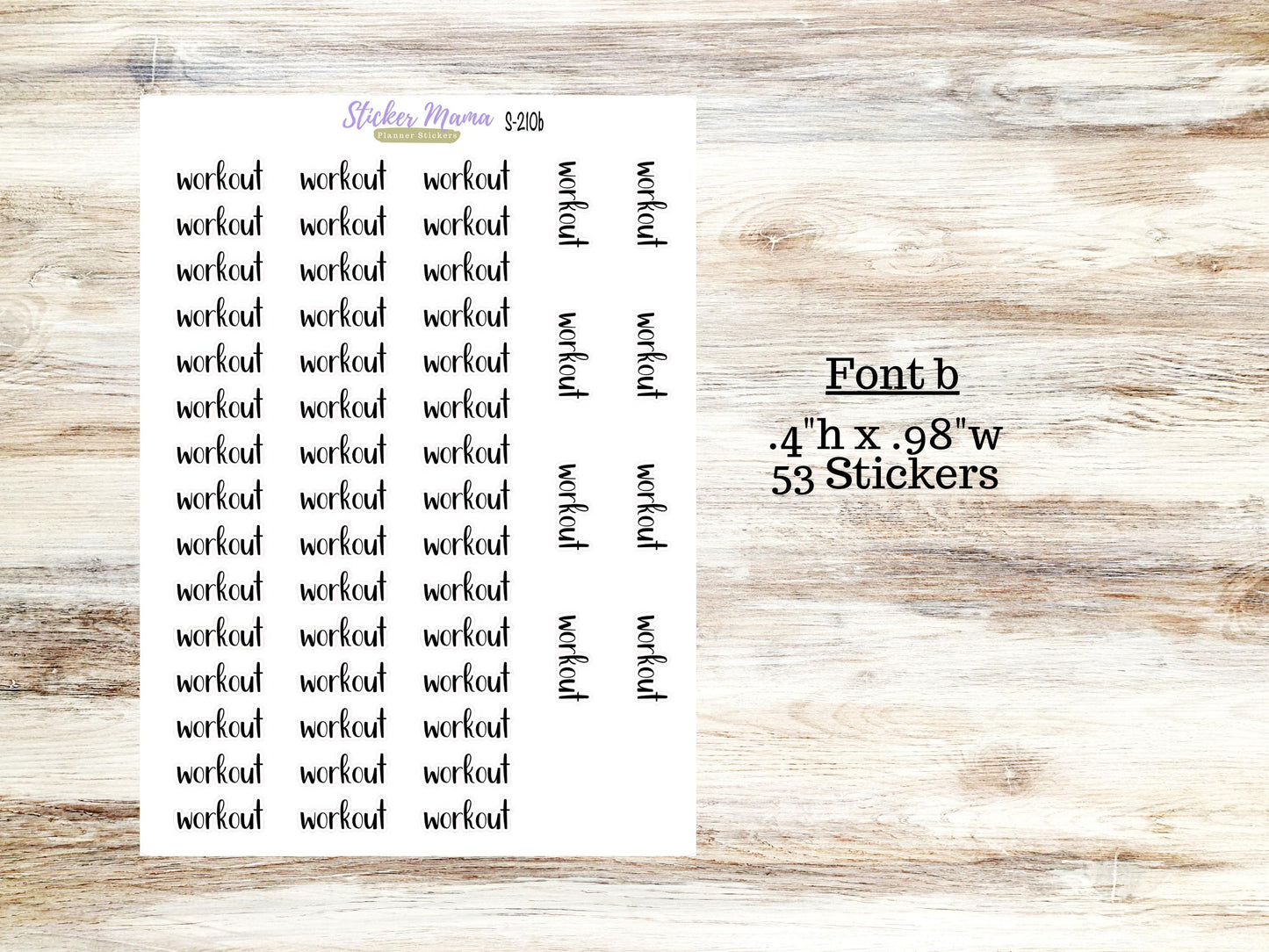 WORKOUT SCRIPT STICKERS S210 || Script Font Planner Stickers || Workout Planner Stickers || Workout Stickers