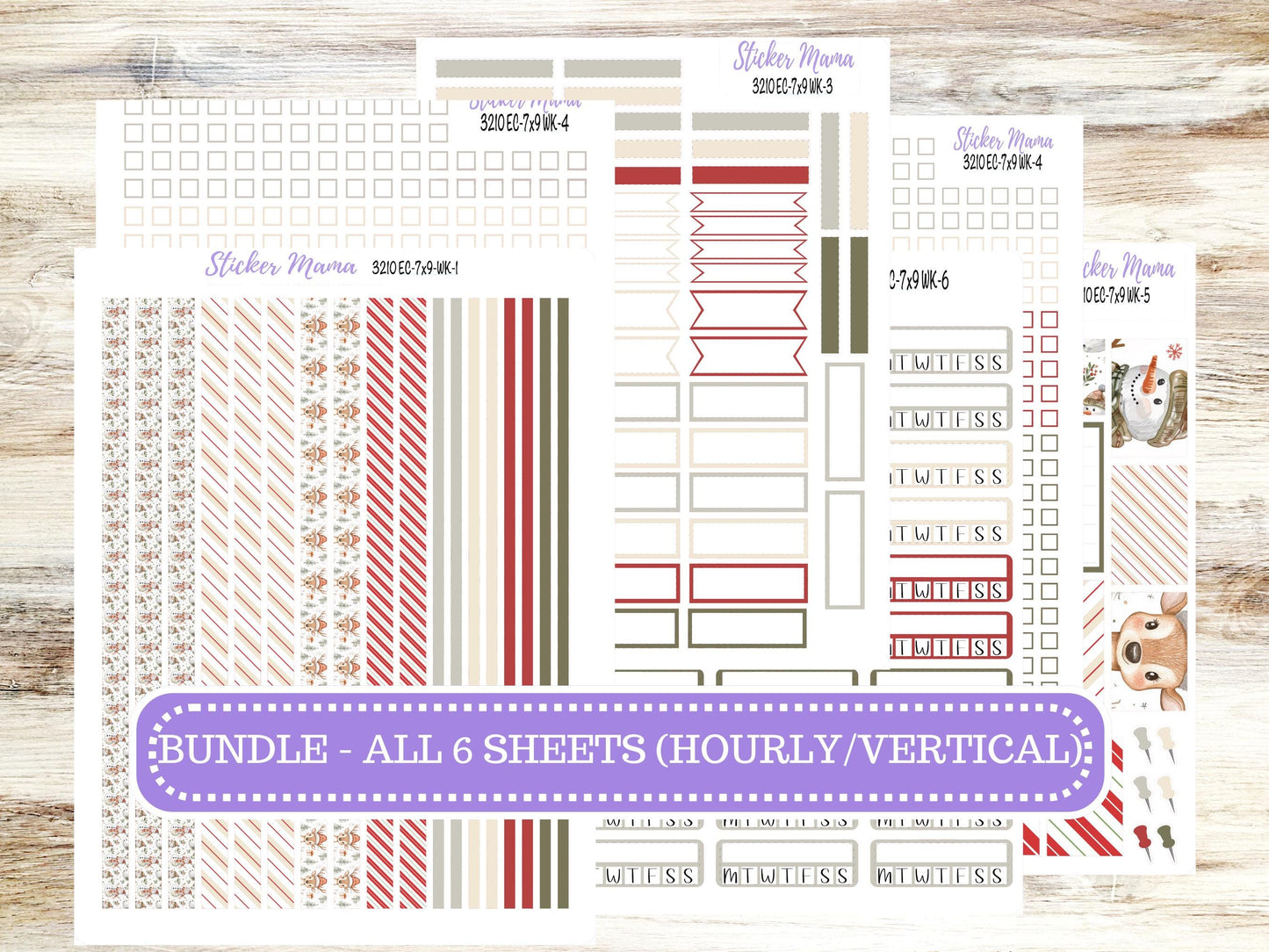 ERIN CONDREN Weekly Planner Kit WK-3210 || December || Weekly Planner Sticker Kit || Erin Condren || Frosty Friends || 9-25