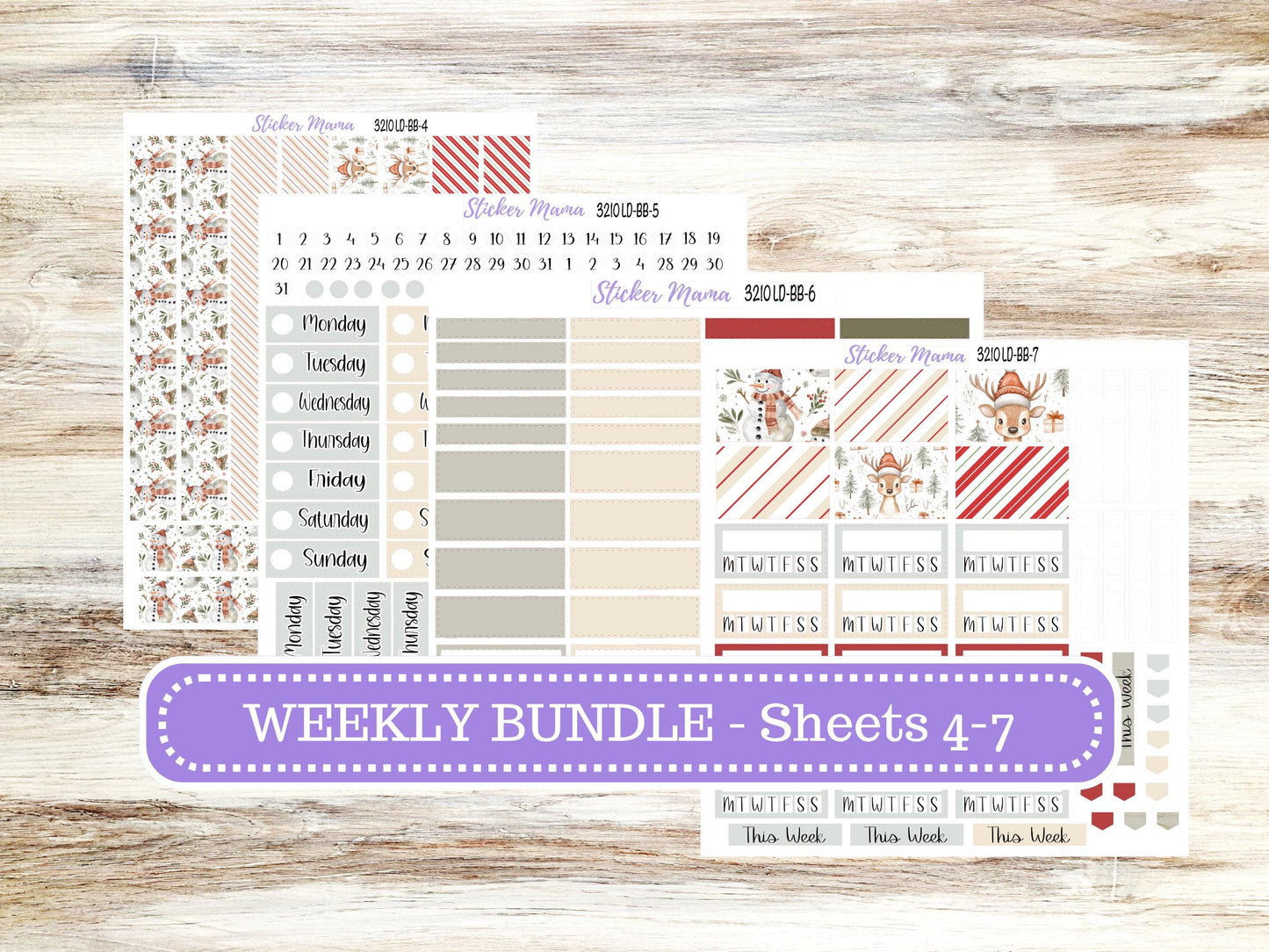 LD BOOK-BOUND Planner Kit #3210 || The Mae || The Kristy || Frosty Friends || December Laurel Denise Sticker Kit || 9-25
