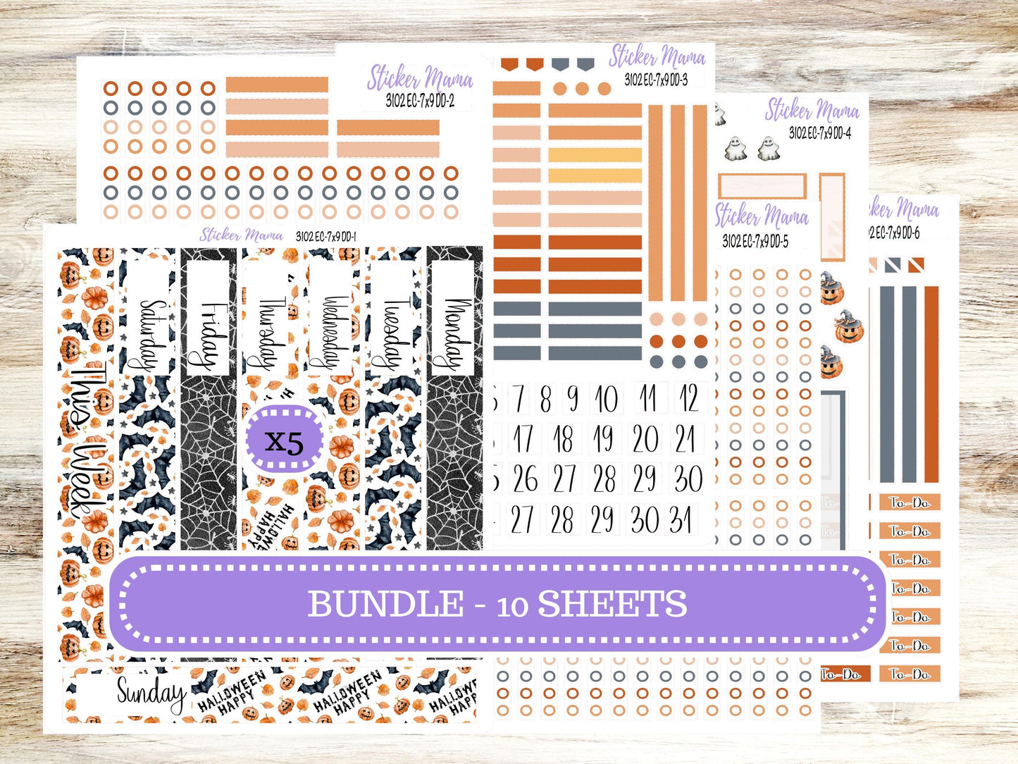 ERIN CONDREN Daily Duo Planner Kit DD-3102 || October - Pumpkin Town || Daily Duo Planner Sticker Kit || Erin Condren ||