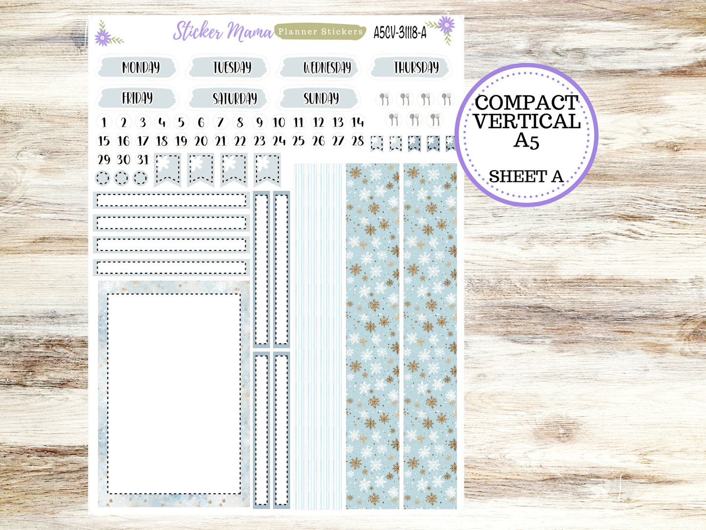 ERIN CONDREN A5 Compact Vertical-Kit #3118 || Arctic Frost - Planner Stickers - Erin Condren Compact Vertical Weekly Kit
