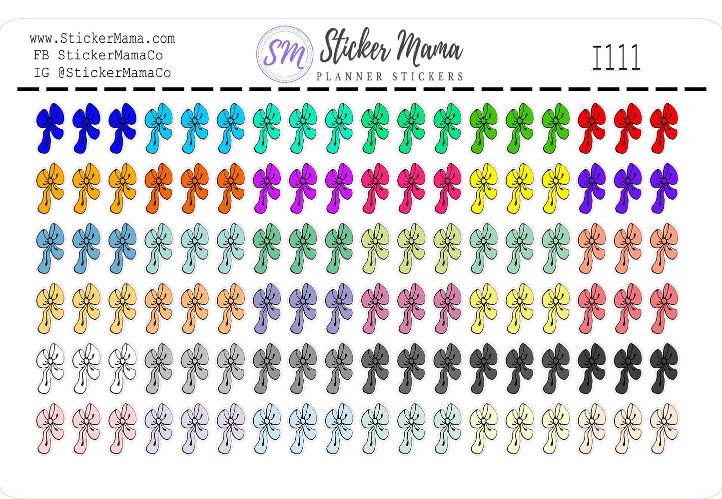 BOW PLANNER STICKERS I-111 Bow Stickers Rainbow Bow Sticker Planner Ribbon Bow Sticker Ribbon Planner Ribbon Stickers Ribbon Bow Stickers