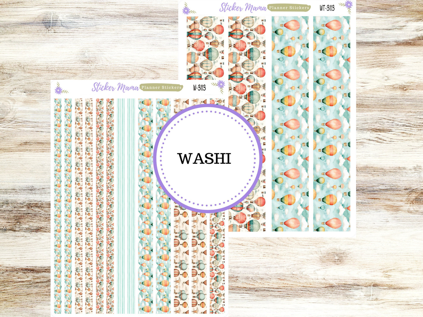 WASHI PLANNER STICKERS || 3113 || Hot Air Balloons || Washi Stickers || Planner Stickers || Washi for Planners