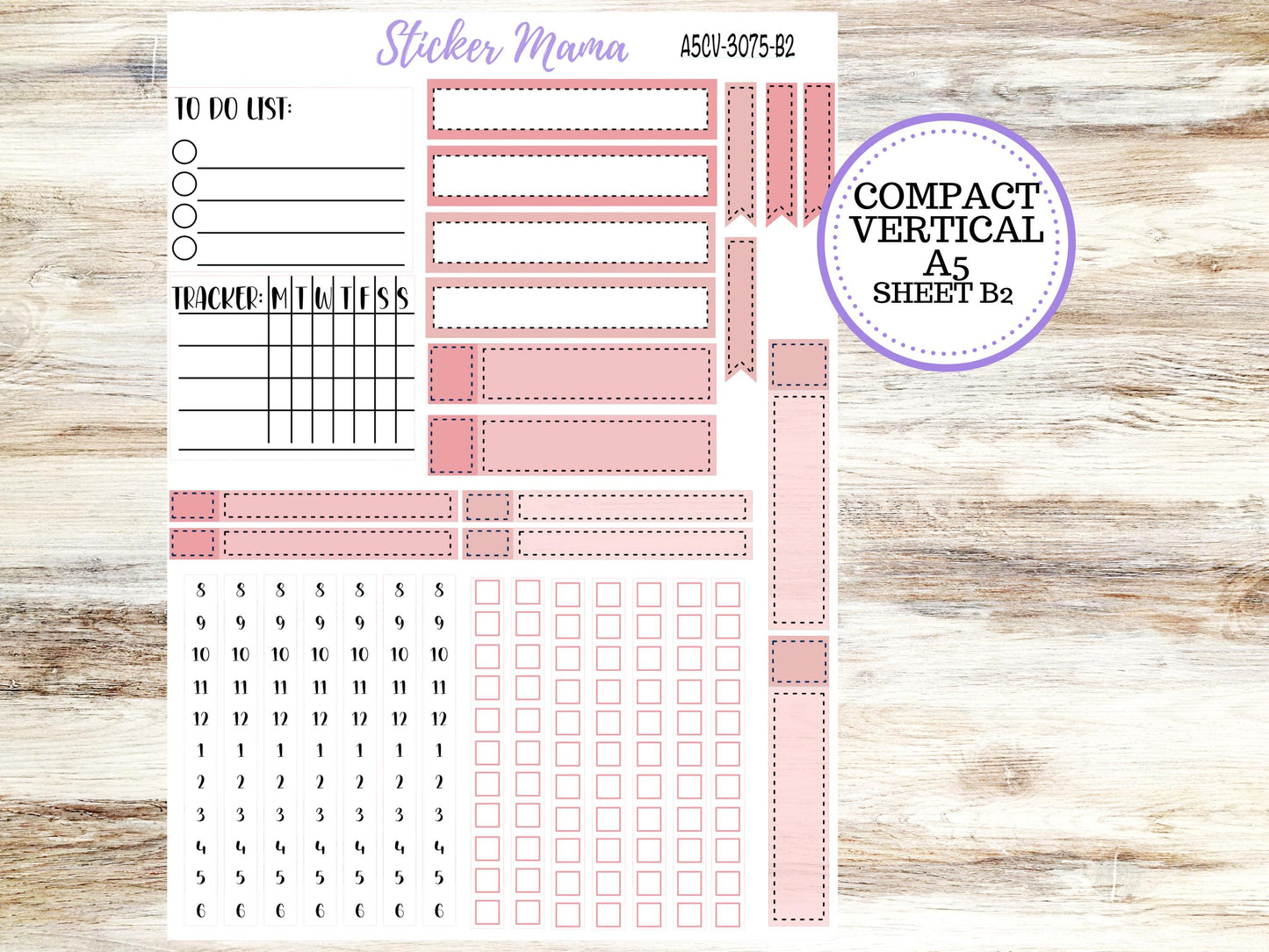 ERIN CONDREN A5 Compact Vertical-Kit #3075 || Shabby Chic Roses - Planner Stickers - Erin Condren Compact Vertical Weekly Kit