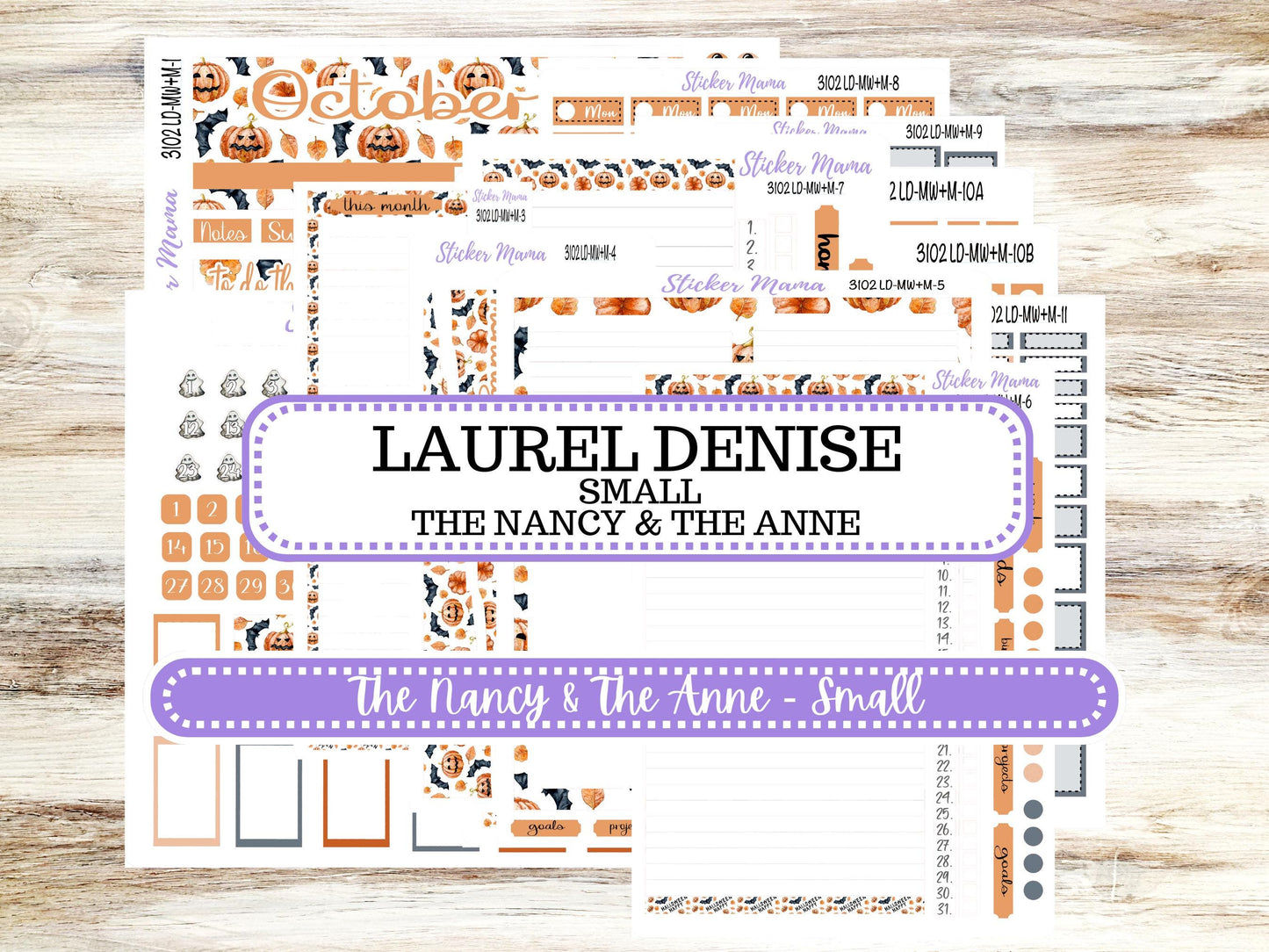LD SMALL "The Anne" & "The Nancy" || MINI Week + Month Planner Kit #3102 || Laurel Denise Horizontal Vertical || Pumpkin Town || Aug 25