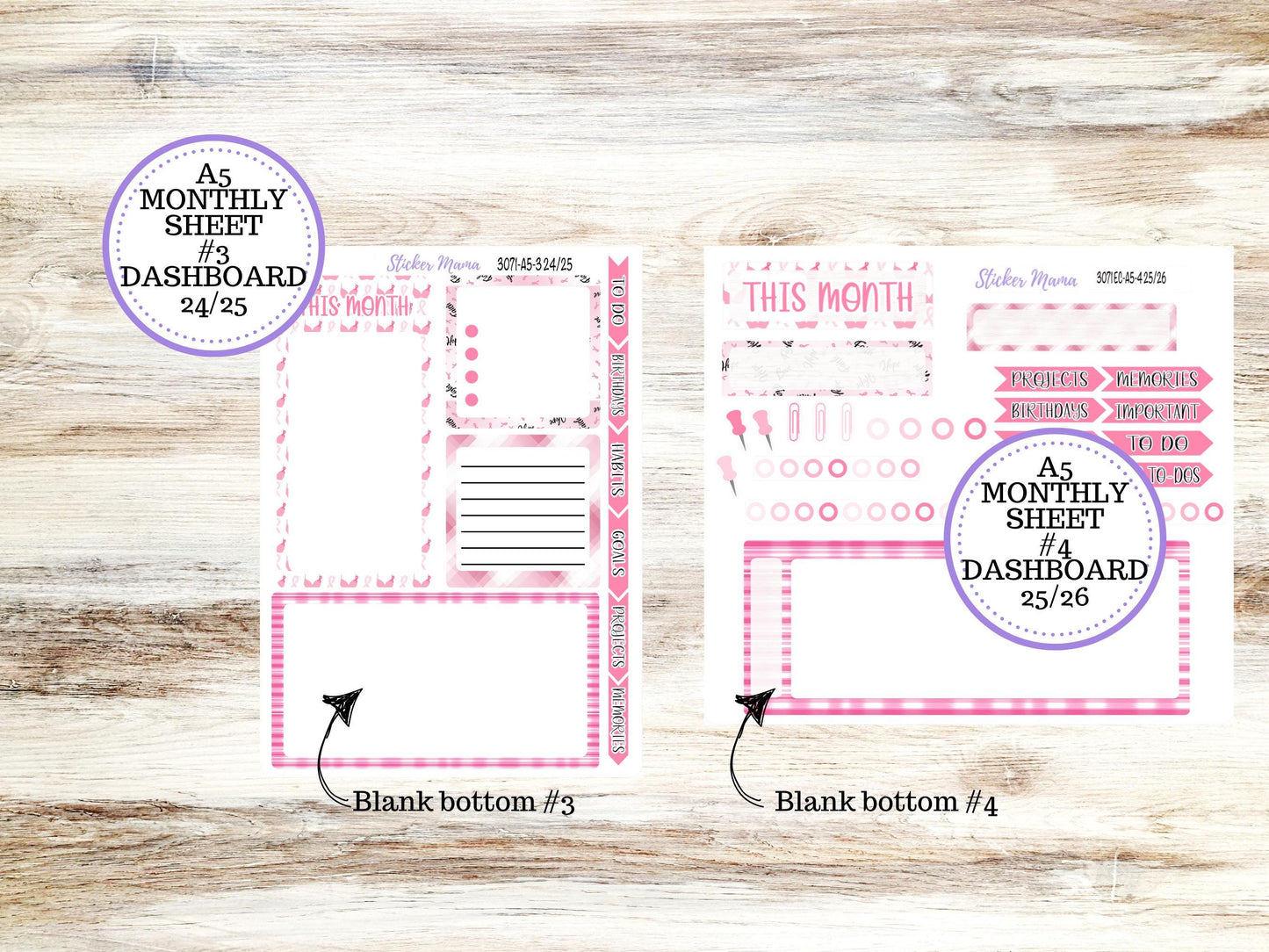 3071 -A5 - BREAST CANCER - ec Undated MONTHLY Kit - Undated Monthly Planner Kits - Undated Monthly Pages