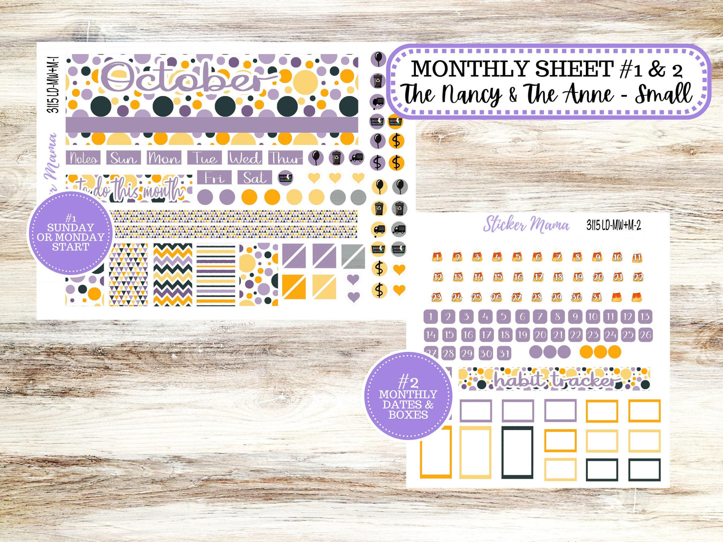 LD SMALL "The Anne" & "The Nancy" || MINI Week + Month Planner Kit #3115 || Laurel Denise Horizontal Vertical || Spooky Palette || Aug 25