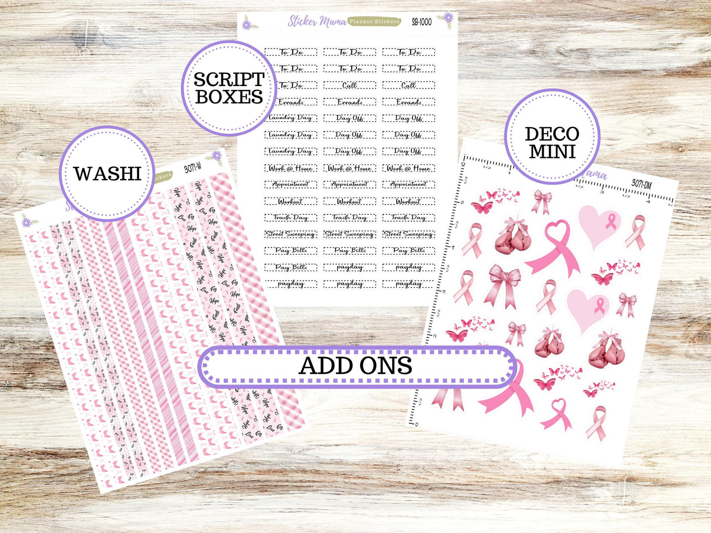 LAUREL DENISE 4 COLUMN Mini (formerly the project mini) Size Planner Kit #3071 || Breast Cancer || Project Stickers || June 25