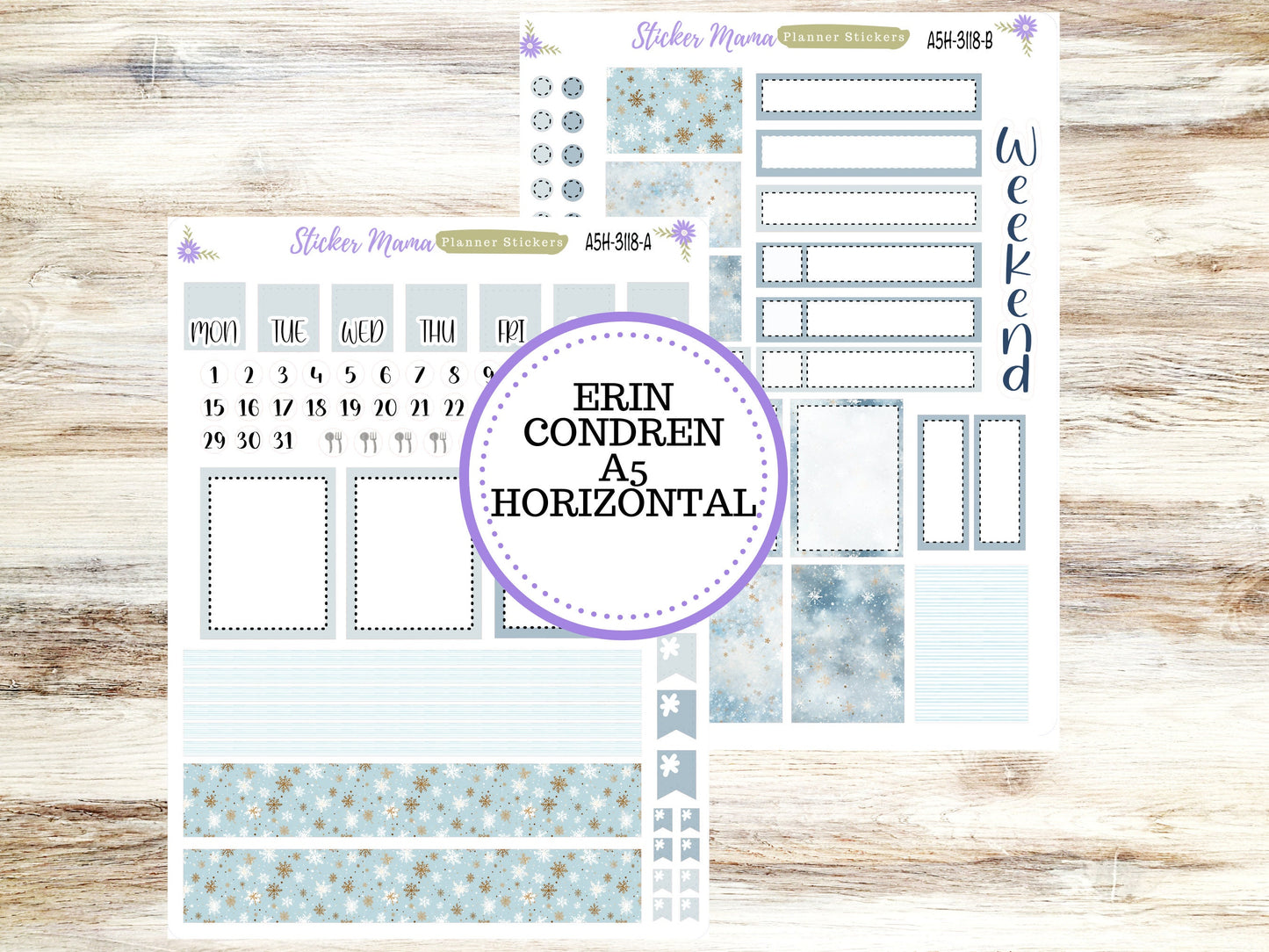 ERIN CONDREN A5 Horizontal || #3118 || Arctic Frost Kit || A5 Weekly Kit || Planner Stickers || Erin Condren A5 Horizontal Weekly Kit