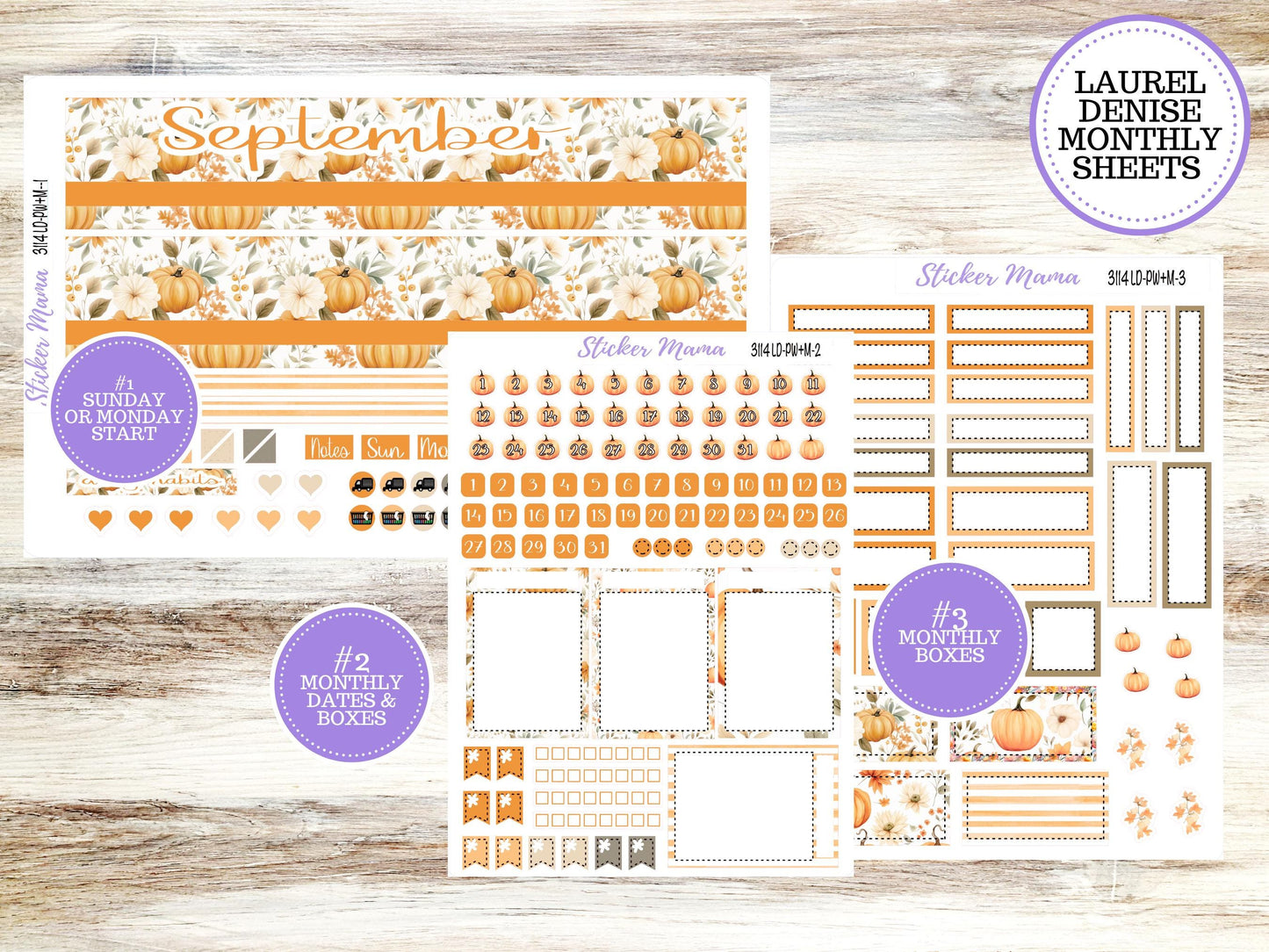 LAUREL DENISE PORTRAIT Weekly + Monthly September Planner Kit #3114 || Pumpkin Paradise || Laurel Denise Kit Portrait || June 25