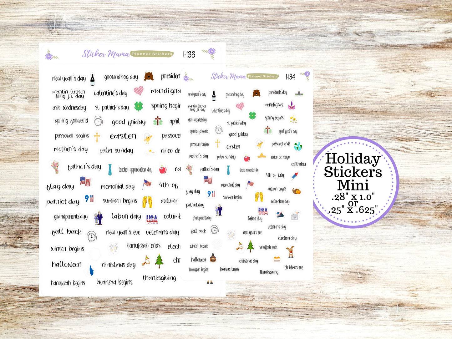 HOLIDAY STICKERS MINI I-133 - I-134 - Holiday Planner Sticker - Icon Planner Sticker