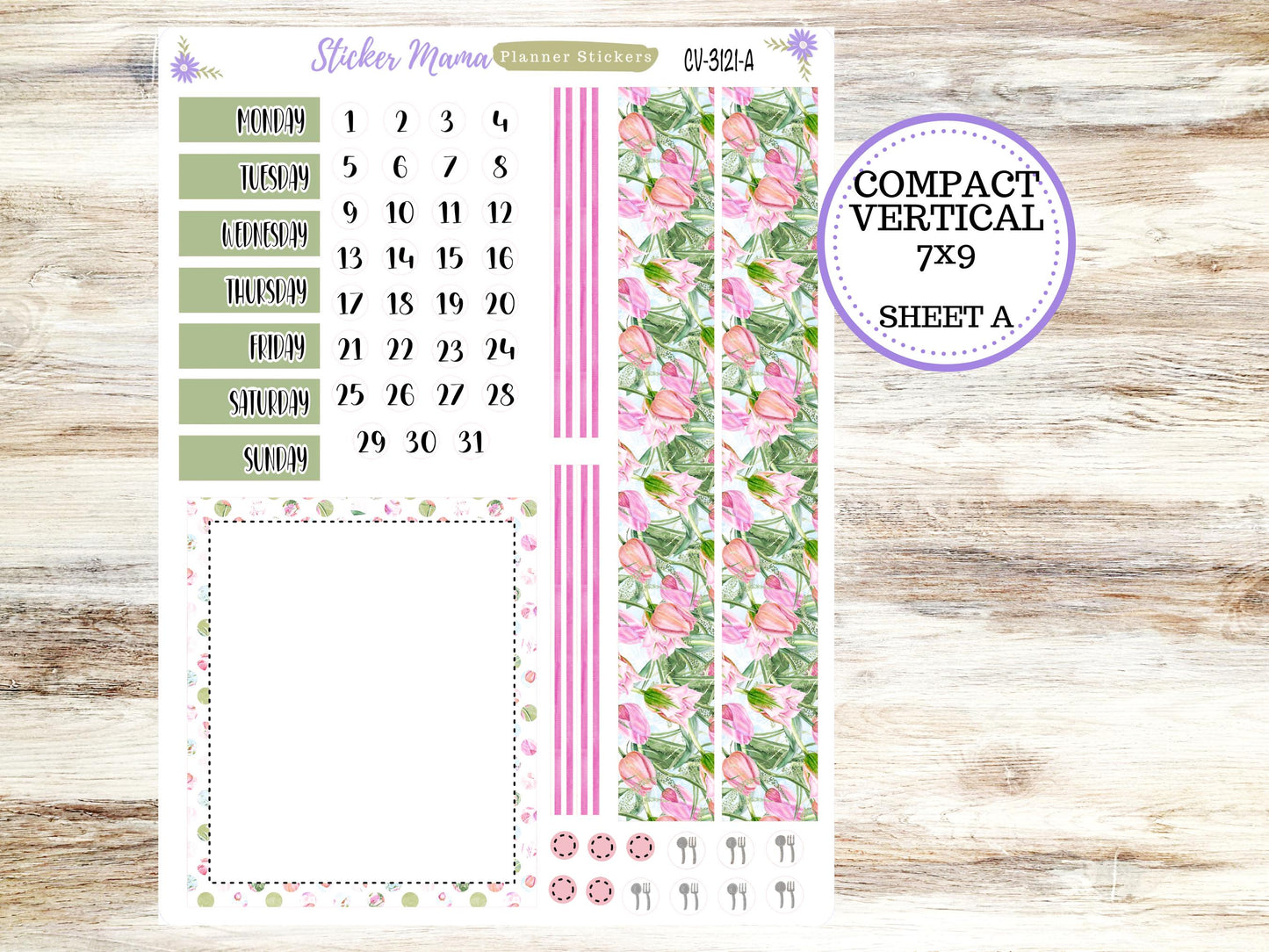 ERIN CONDREN 7x9 Compact Vertical-Kit #3121 || Easter Petals - Planner Stickers - Erin Condren Compact Vertical Weekly Kit
