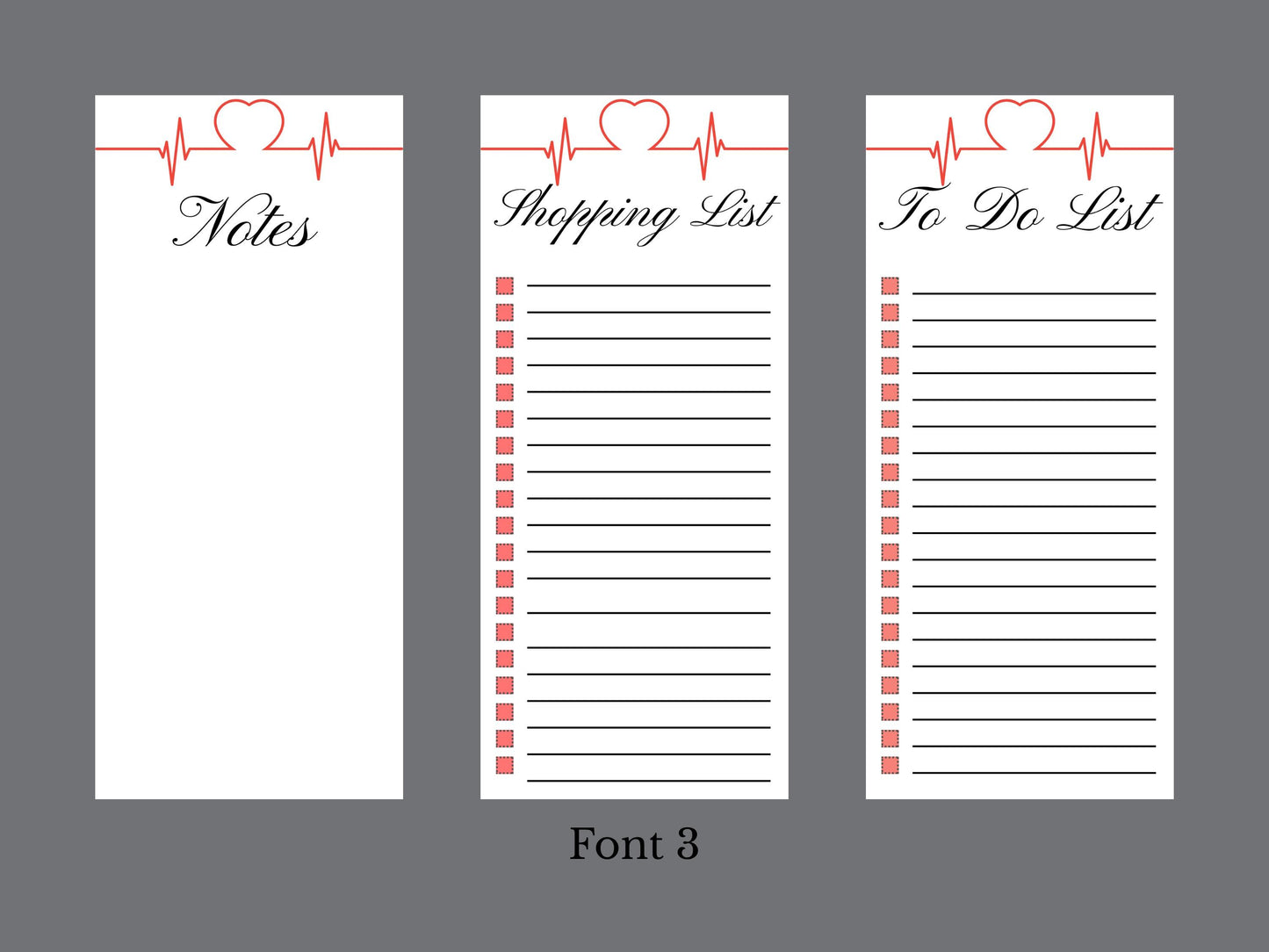 Nurses Heart Notepads | Set of Three | 3.5 x 8 | To Do List | Shopping List | Notes