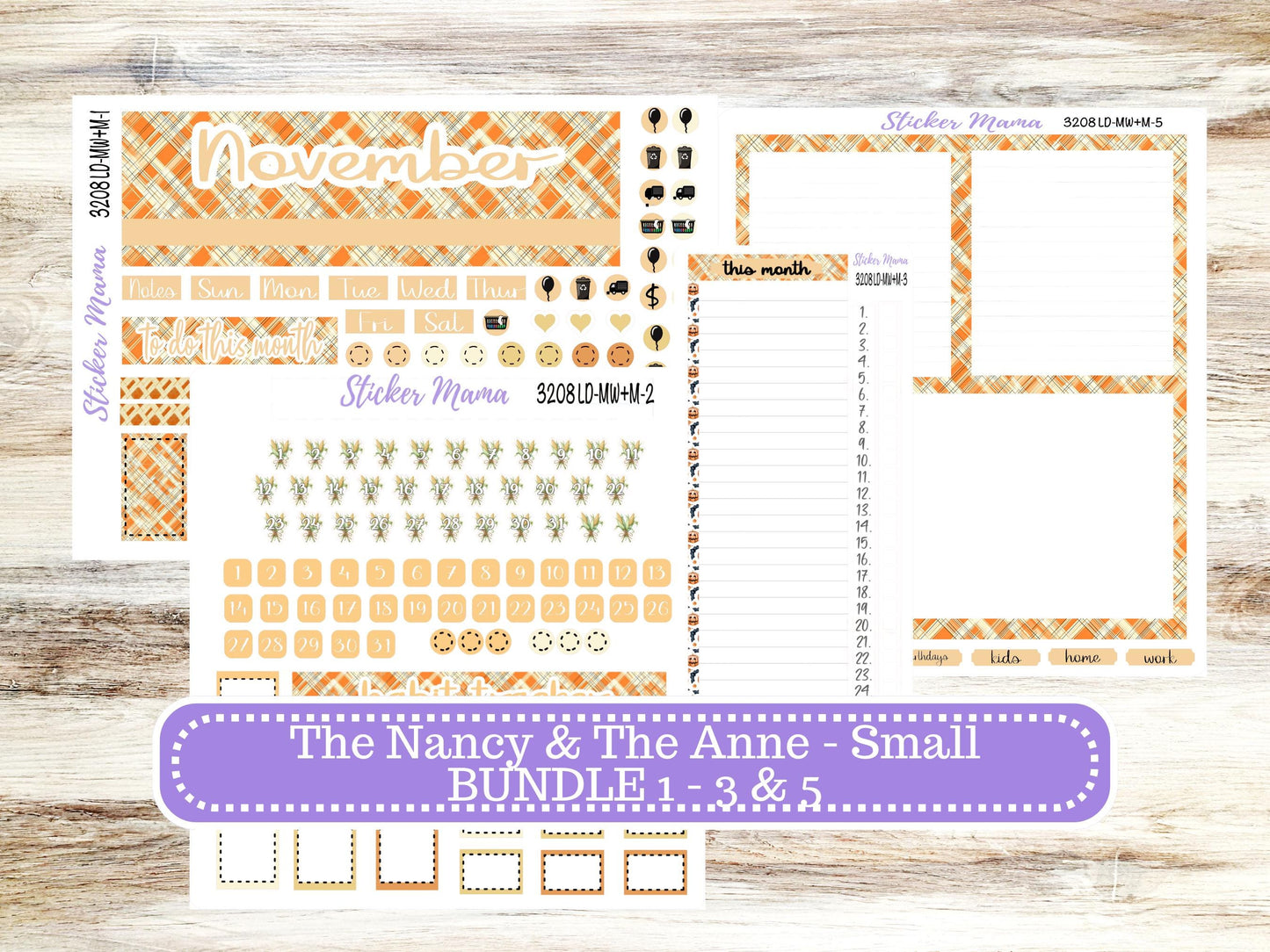 LD SMALL "The Anne" & "The Nancy" || MINI Week + Month Planner Kit #3208 || Laurel Denise Horizontal Vertical || Fall Fields || 9-25