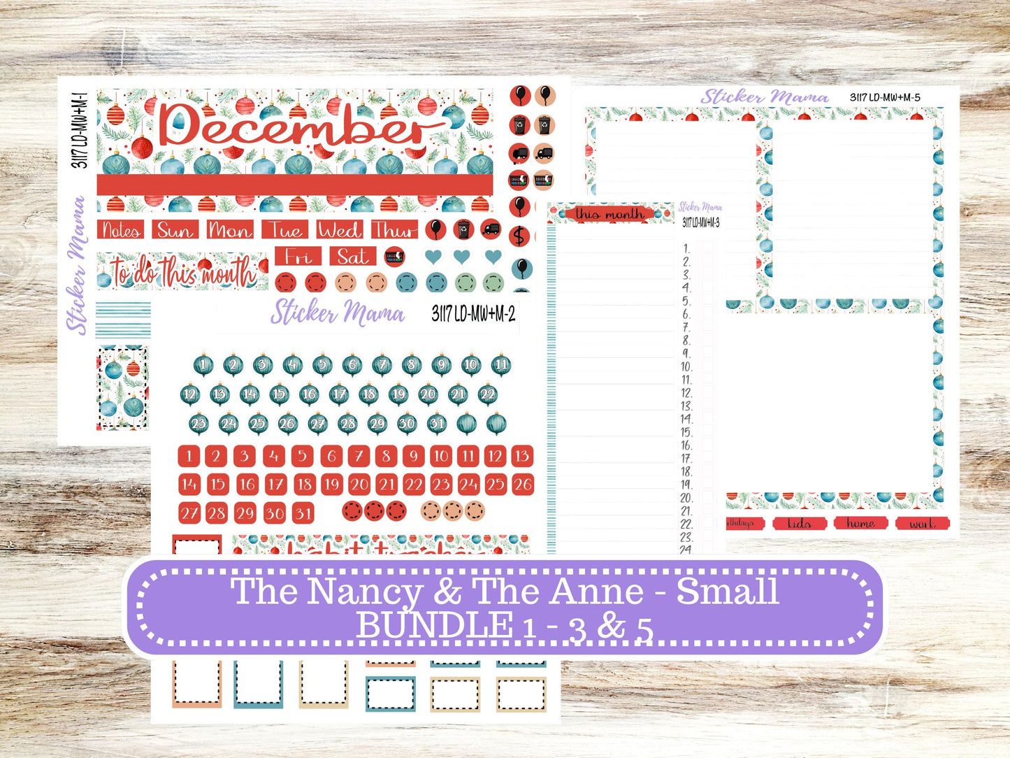 LD SMALL "The Anne" & "The Nancy" || MINI Week + Month Planner Kit #3117 || Laurel Denise Horizontal Vertical || December || 9-25