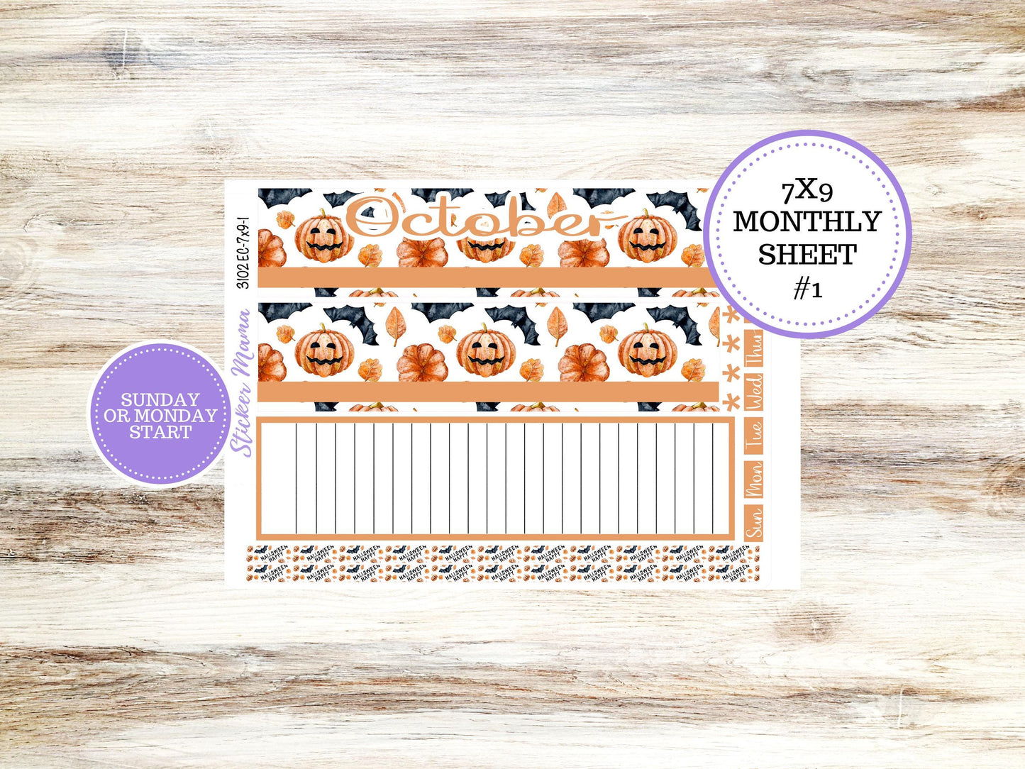 ERIN CONDREN Monthly Kit-3102 || 7X9 || Pumpkin Town - 7x9 ec October Monthly Kit - October Monthly Planner Kits - Monthly Pages