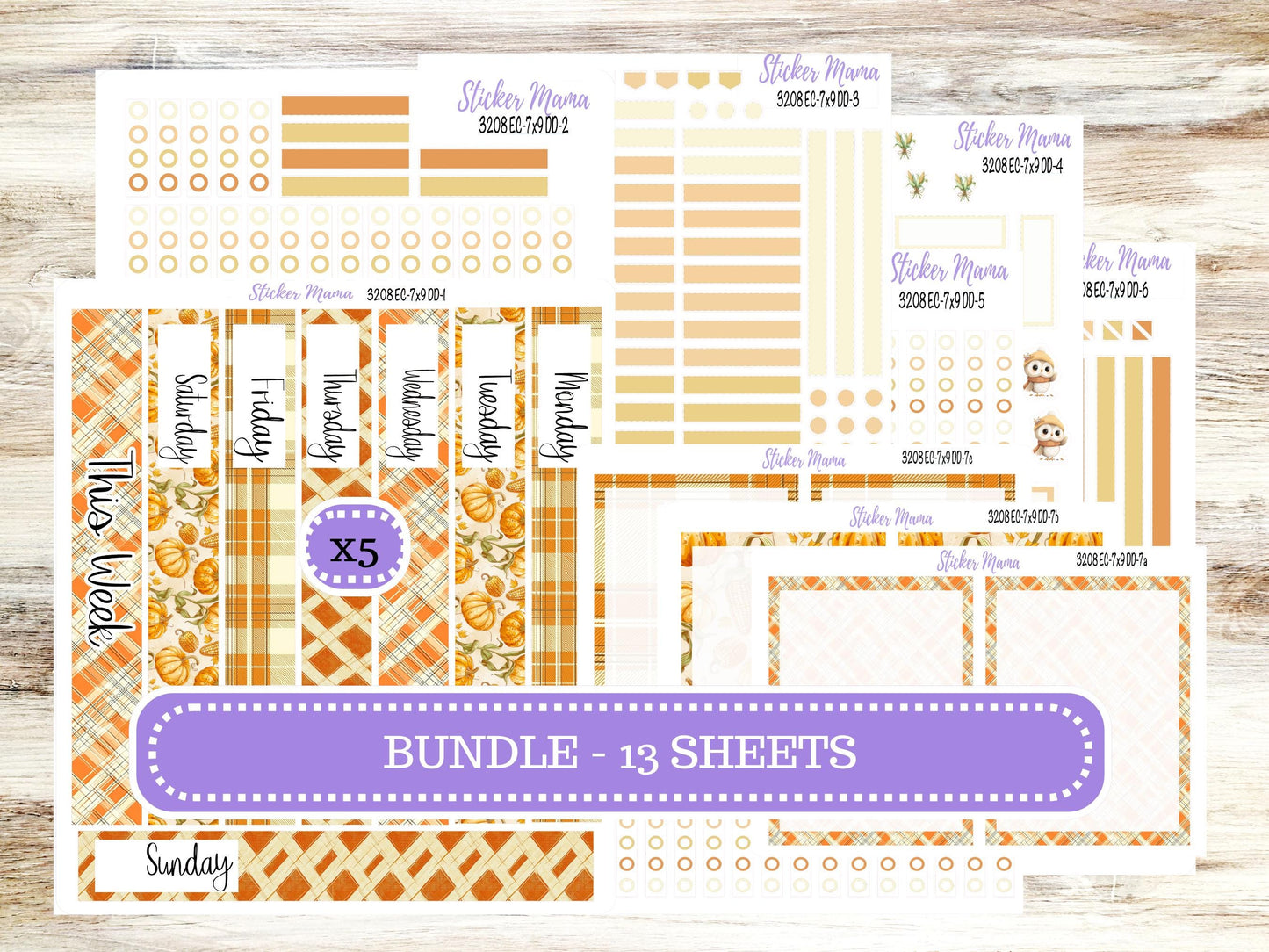 ERIN CONDREN Daily Duo Planner Kit DD-3208 || November - Fall Fields || Daily Duo Planner Sticker Kit || Erin Condren ||