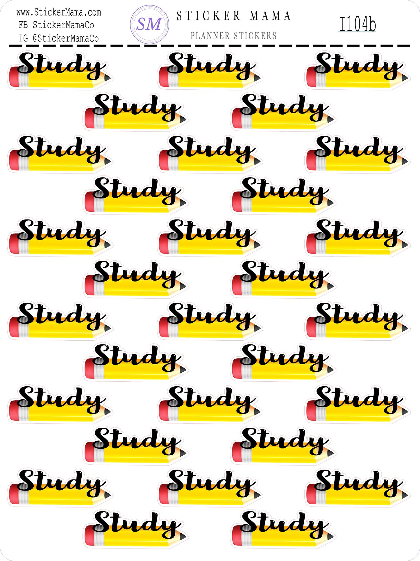 PENCIL PLANNER STICKERS I104, Study Stickers Homework Stickers School Work Stickers Pencil Stickers Pencil Icon Stickers Studying Stickers