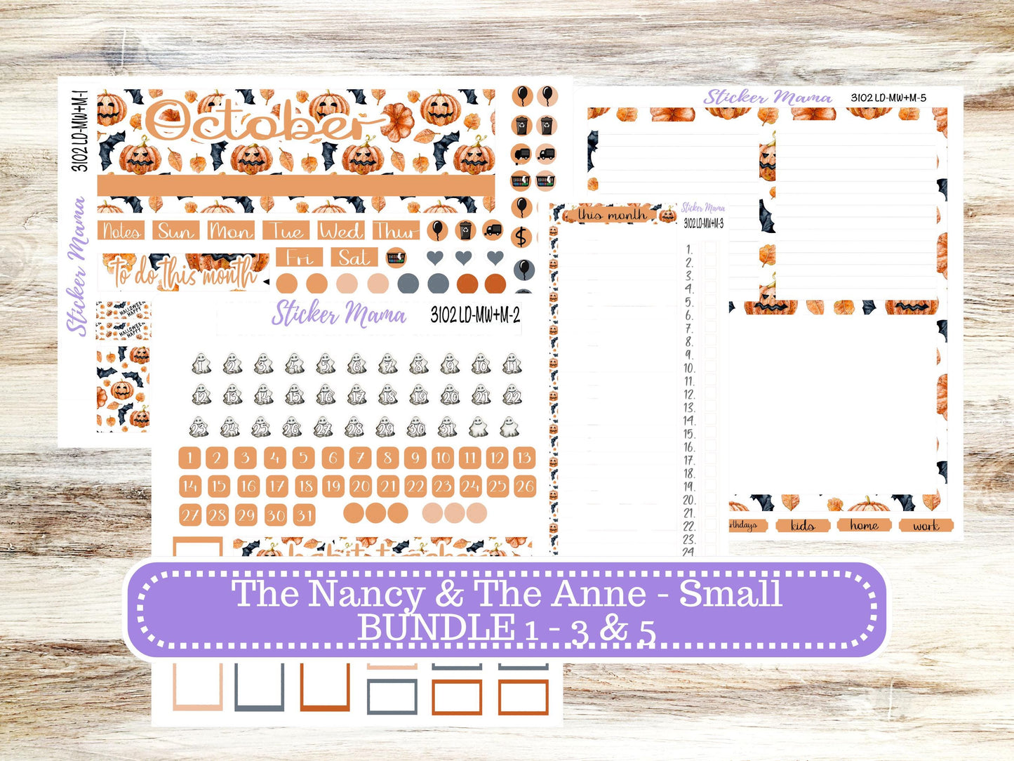 LD SMALL "The Anne" & "The Nancy" || MINI Week + Month Planner Kit #3102 || Laurel Denise Horizontal Vertical || Pumpkin Town || Aug 25