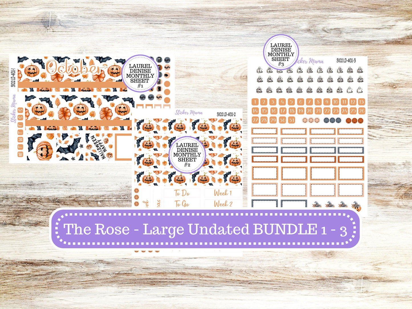LD "The Rose" - Large Undated || 4 COLUMN Undated (formerly project undated). Planner Kit #3102|| Pumpkin Town || Aug 25