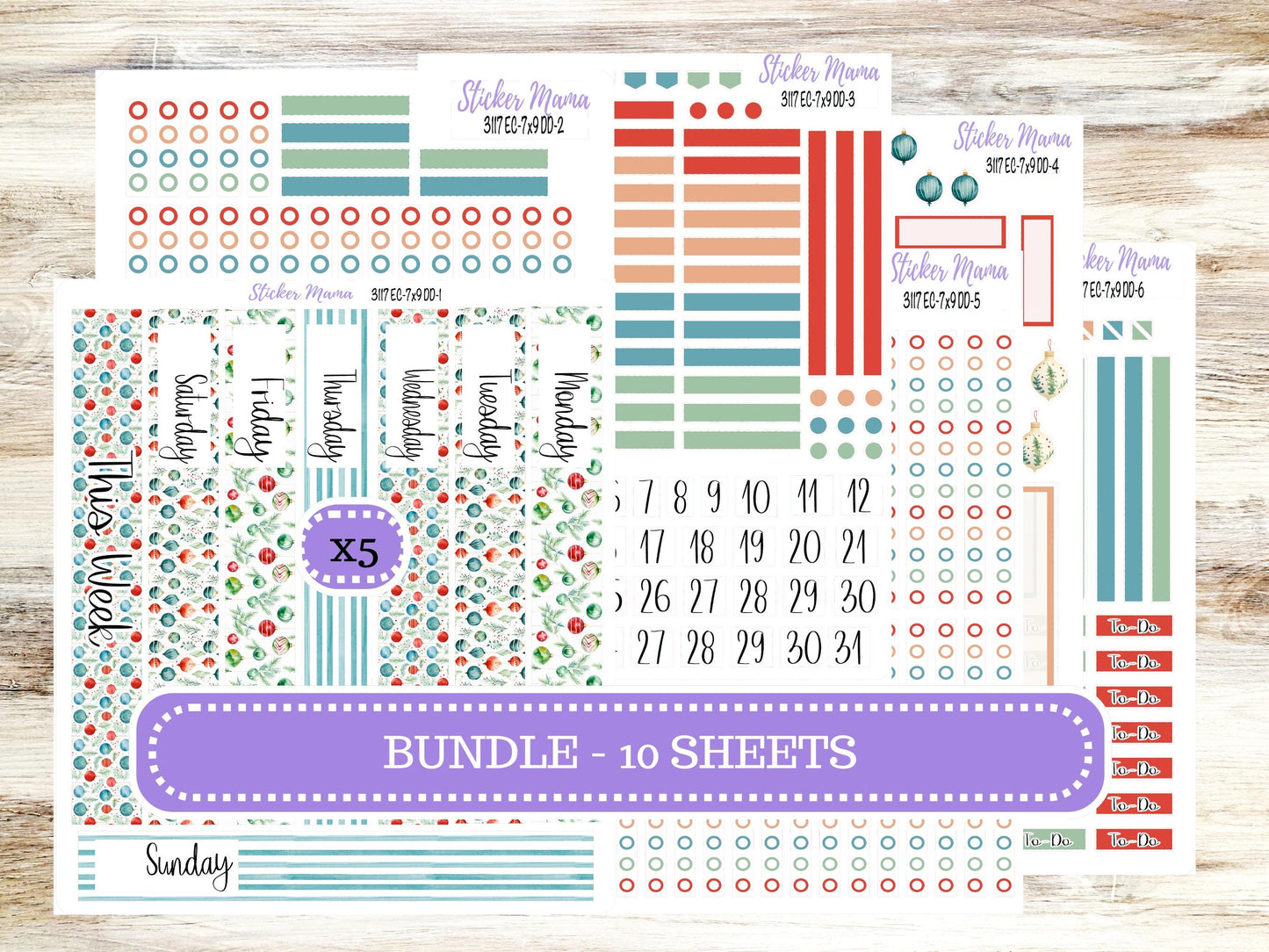 ERIN CONDREN Daily Duo Planner Kit DD-3117 || December || Daily Duo Planner Sticker Kit || Erin Condren ||
