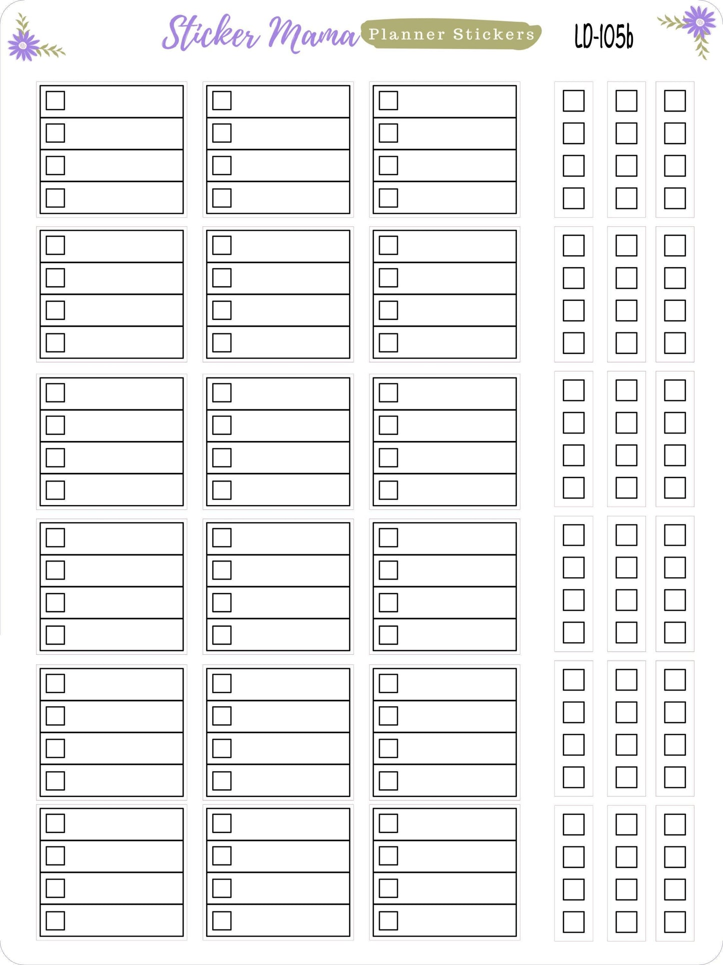 CHECKBOXES LAUREL DENISE Planner ld-105 - "to do this week" columns - Full and mini size