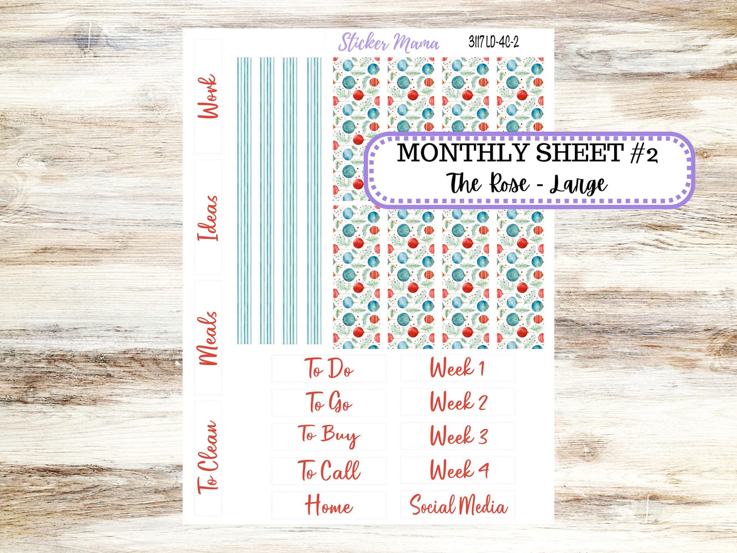 LD "The Rose" Large || 4-COLUMN (formerly project) Planner Kit #3117 || December || Laurel Denise Stickers || 9-25