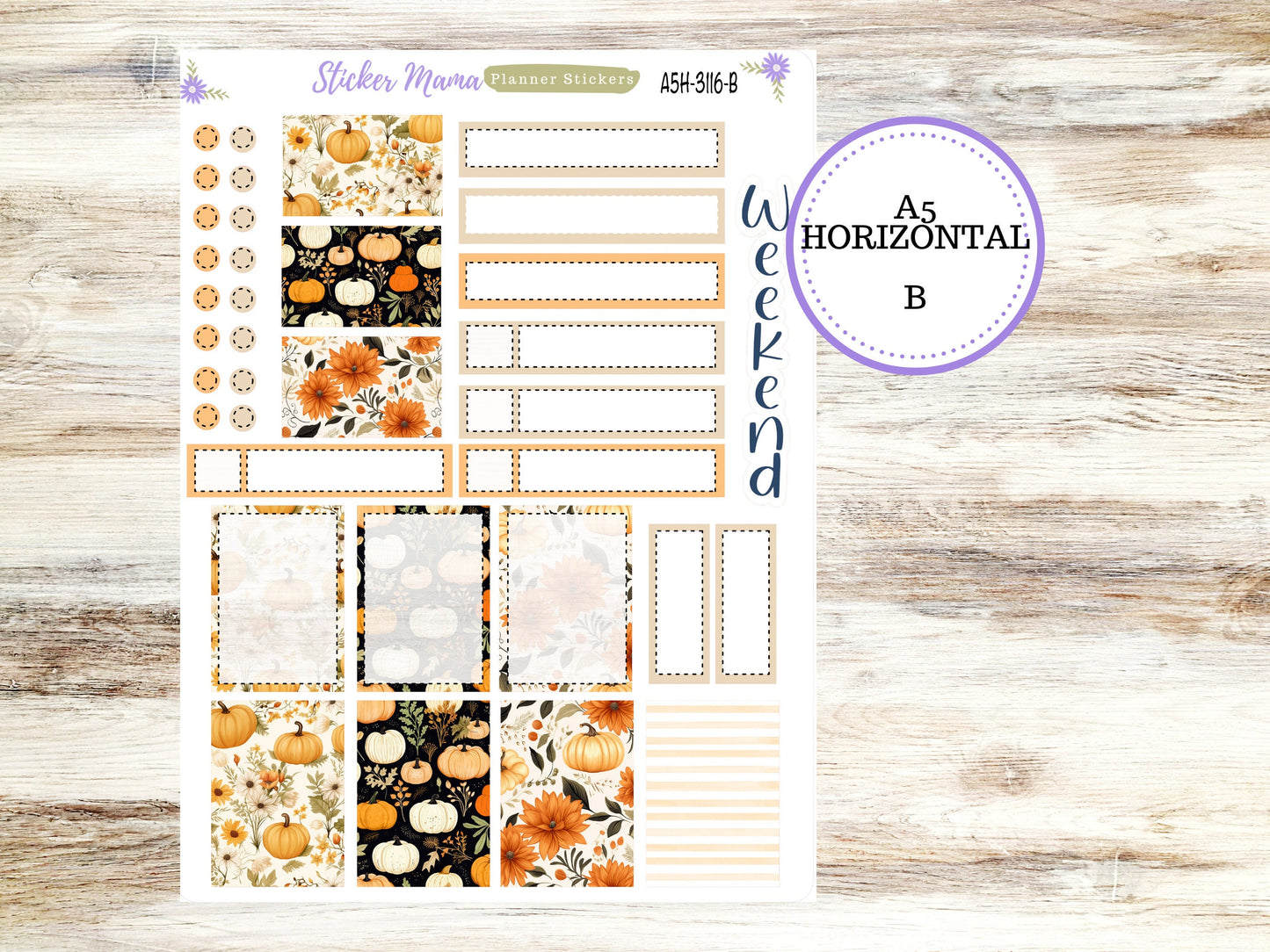 ERIN CONDREN A5 Horizontal || #3116 || Pumpkin Spice Kit || A5 Weekly Kit || Planner Stickers || Erin Condren A5 Horizontal Weekly Kit