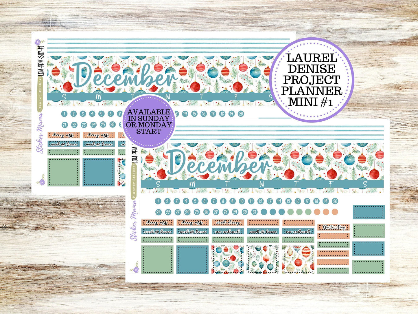 LAUREL DENISE PROJECT December Planner Kit #3117 || Merry Ornaments || Laurel Denise Kit || Laurel Denise Stickers || || December ld