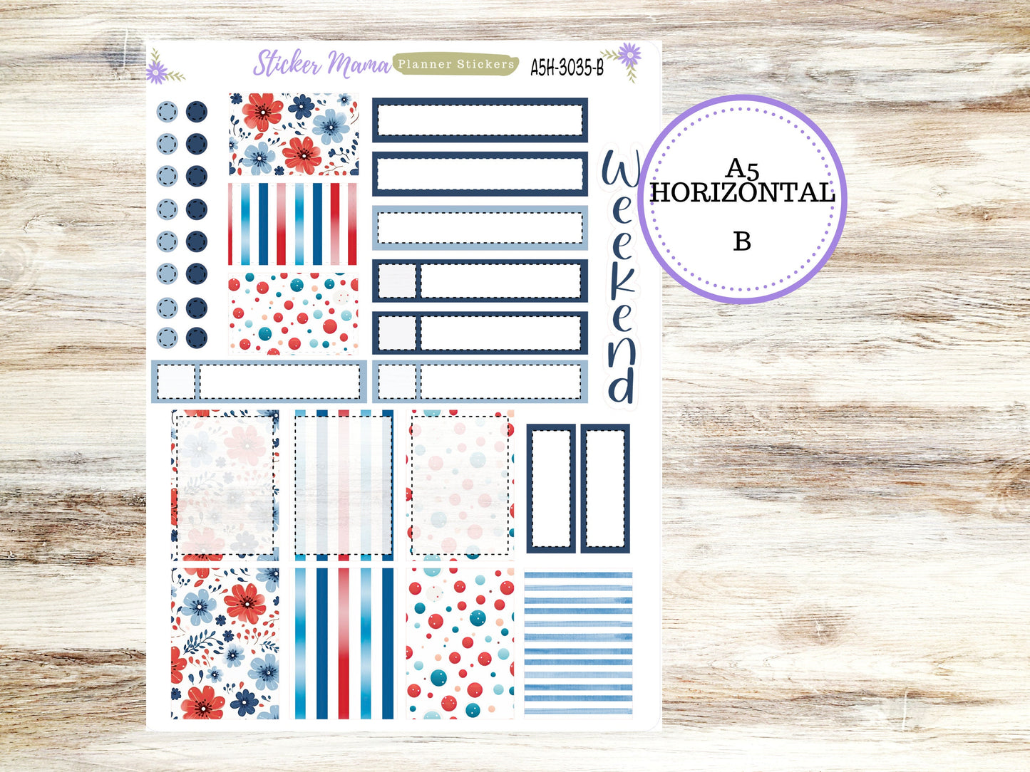 ERIN CONDREN A5 Horizontal || #3035 || American Dream Kit || A5 Weekly Kit || Planner Stickers || Erin Condren A5 Horizontal Weekly Kit