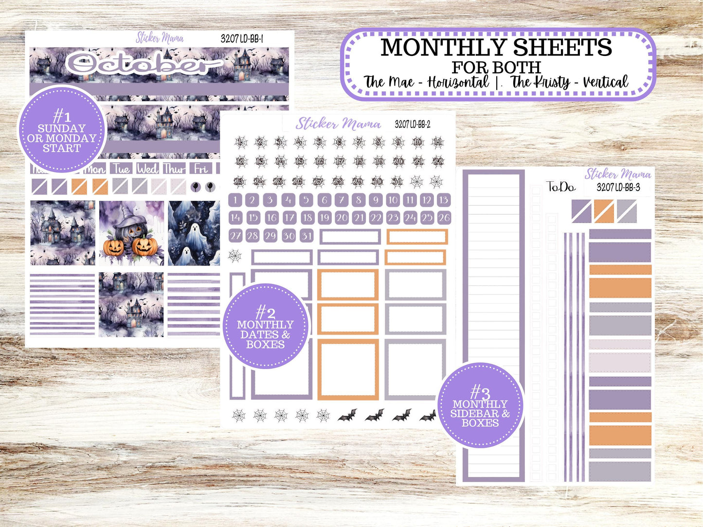 LD BOOK-BOUND Planner Kit #3207 || The Mae || The Kristy || Haunted Haven ||October Laurel Denise Sticker Kit || Aug 25