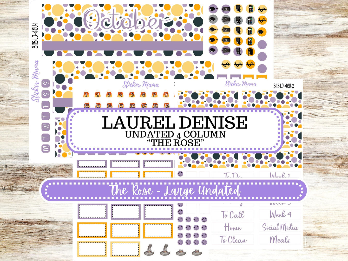 LD "The Rose" - Large Undated || 4 COLUMN Undated (formerly project undated). Planner Kit #3115 || Spooky Palette || Aug 25