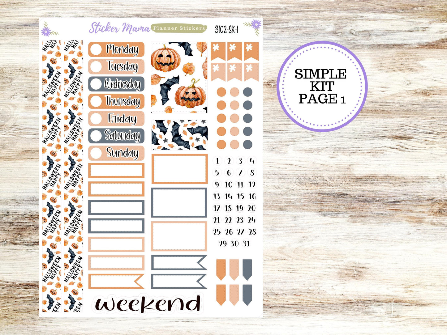 SIMPLE KIT || #3102 || Pumpkin Town || Any Kind Planner || Planner Stickers || Planner Stickers