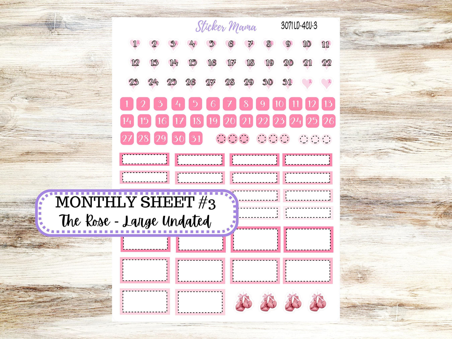 LD "The Rose" - Large Undated || 4 COLUMN Undated (formerly project undated). Planner Kit #3071 || Breast Cancer || Aug 25