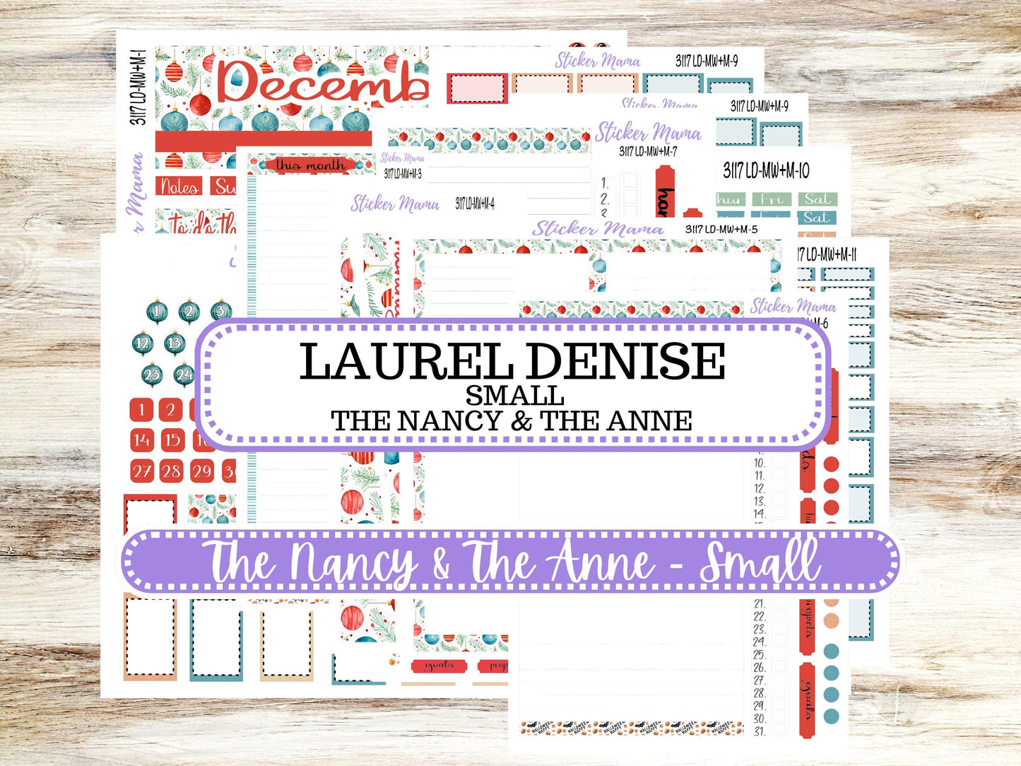 LD SMALL "The Anne" & "The Nancy" || MINI Week + Month Planner Kit #3117 || Laurel Denise Horizontal Vertical || December || 9-25
