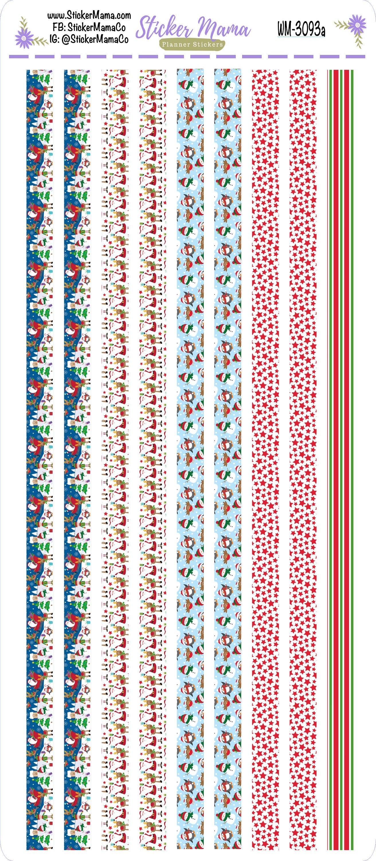 W-3093- WASHI STICKERS - Holly Jolly - Planner Stickers - Washi for Planners