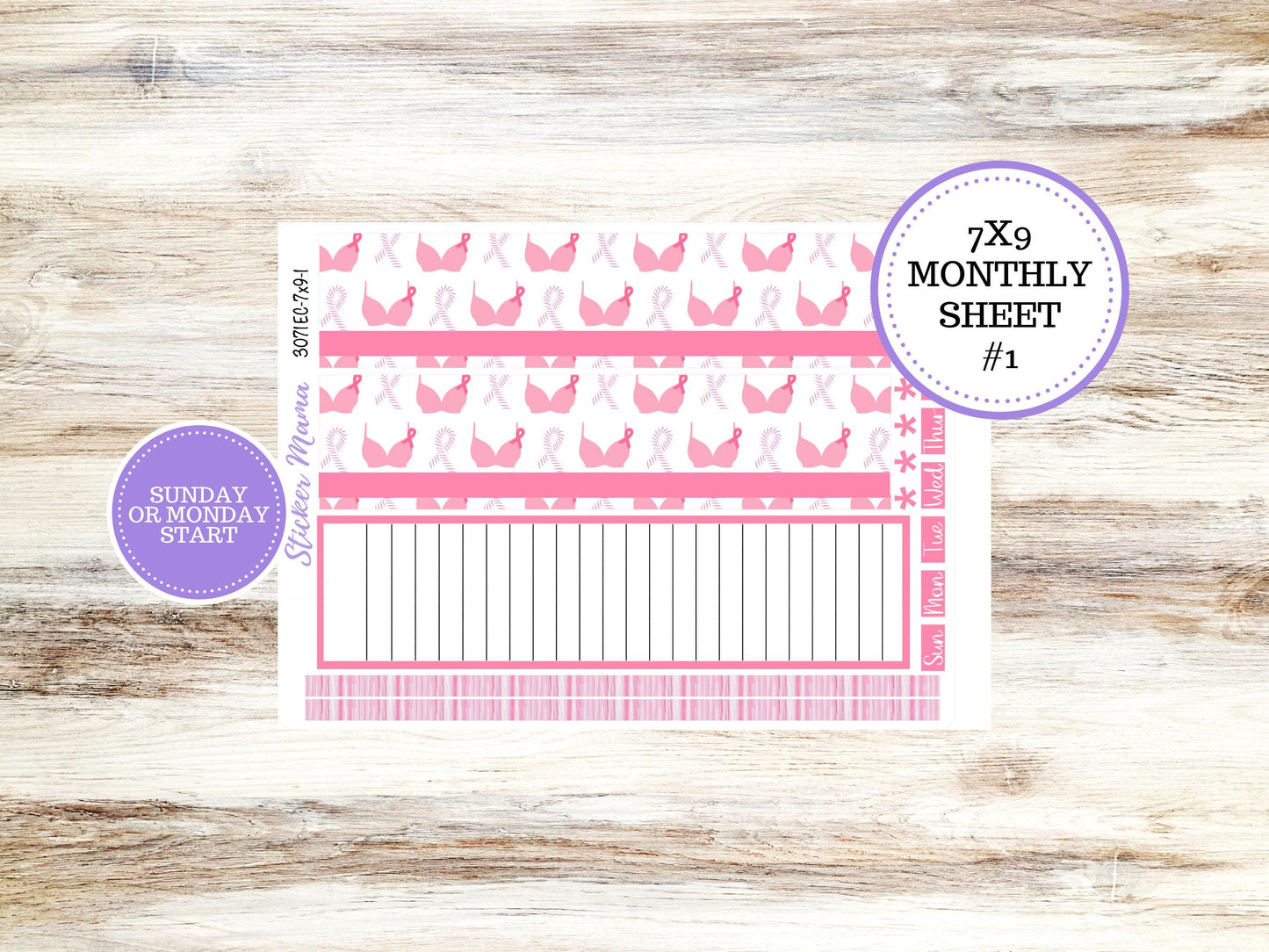 ERIN CONDREN Monthly Kit-3071 || 7X9 || Breast Cancer - 7x9 ec Undated Monthly Kit - Undated Monthly Planner Kits - Monthly Pages