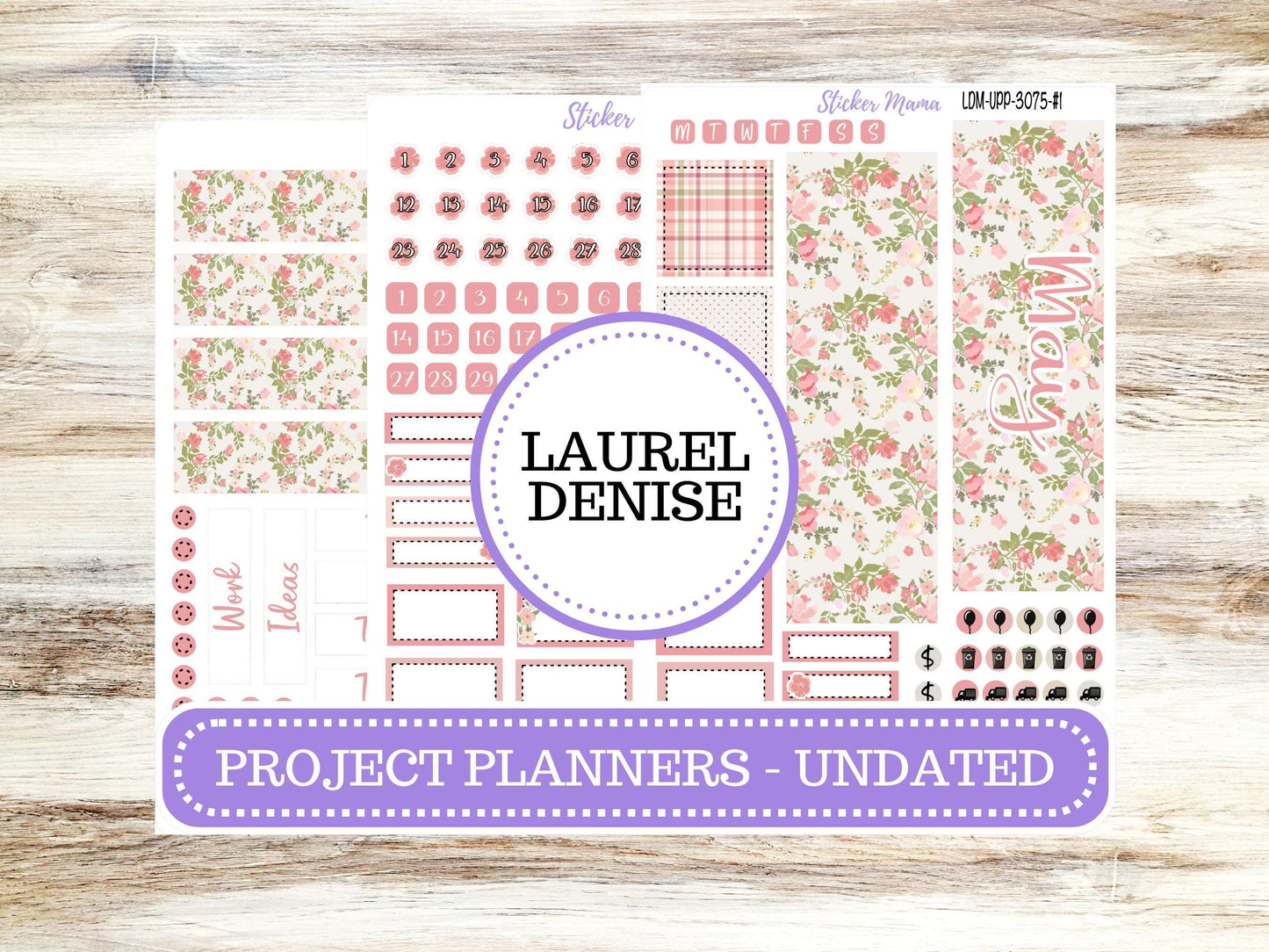 LAUREL DENISE PROJECT Undated. Planner Kit #3075 || Shabby Chic Roses || Laurel Denise Kit || Laurel Denise Stickers