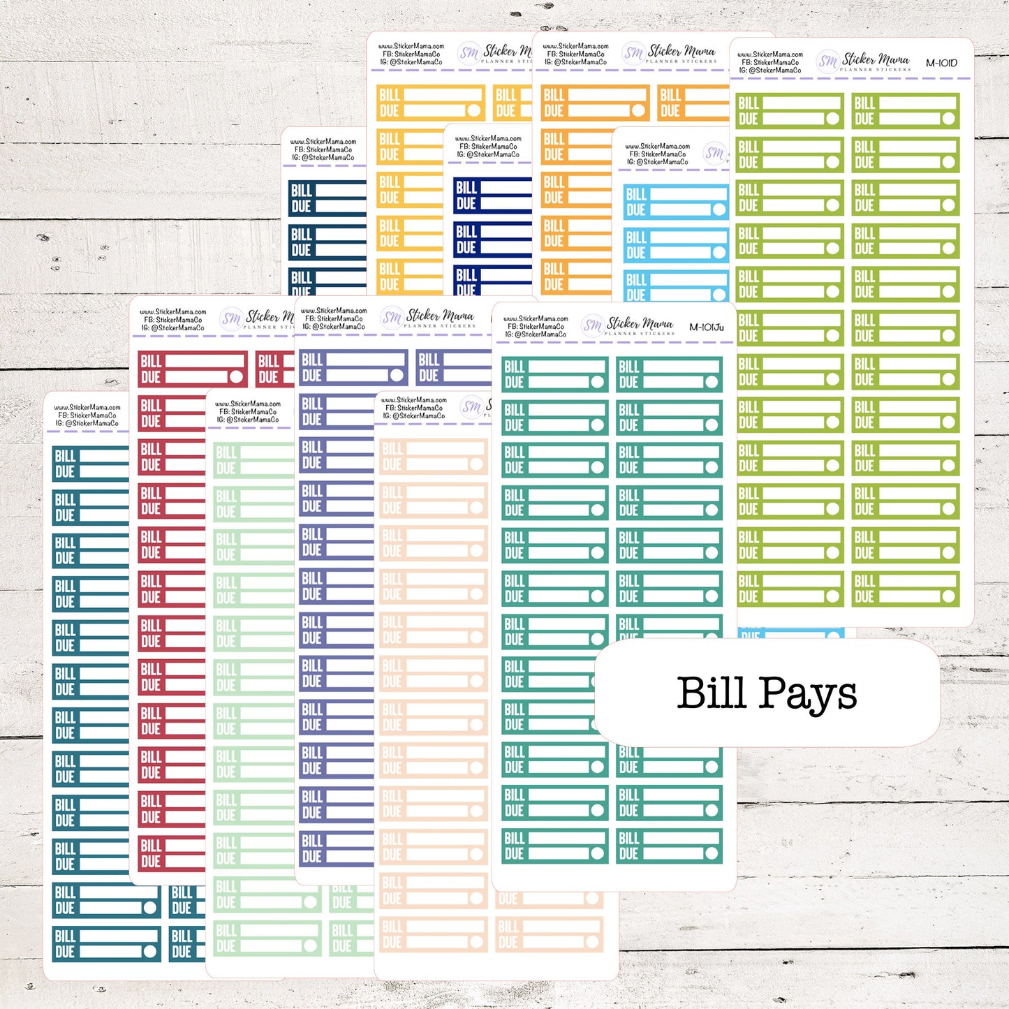 M-101 - BILL PAY STICKERS - Planner Stickers - Bill Pay for Planners