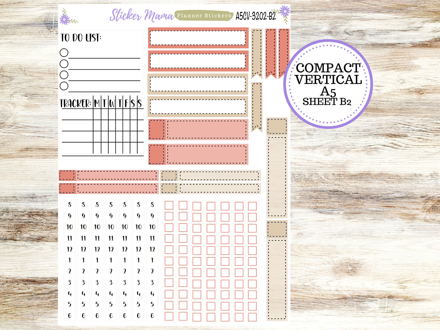 ERIN CONDREN A5 Compact Vertical-Kit #3202 || Mushroom Bloom - Planner Stickers - Erin Condren Compact Vertical Weekly Kit