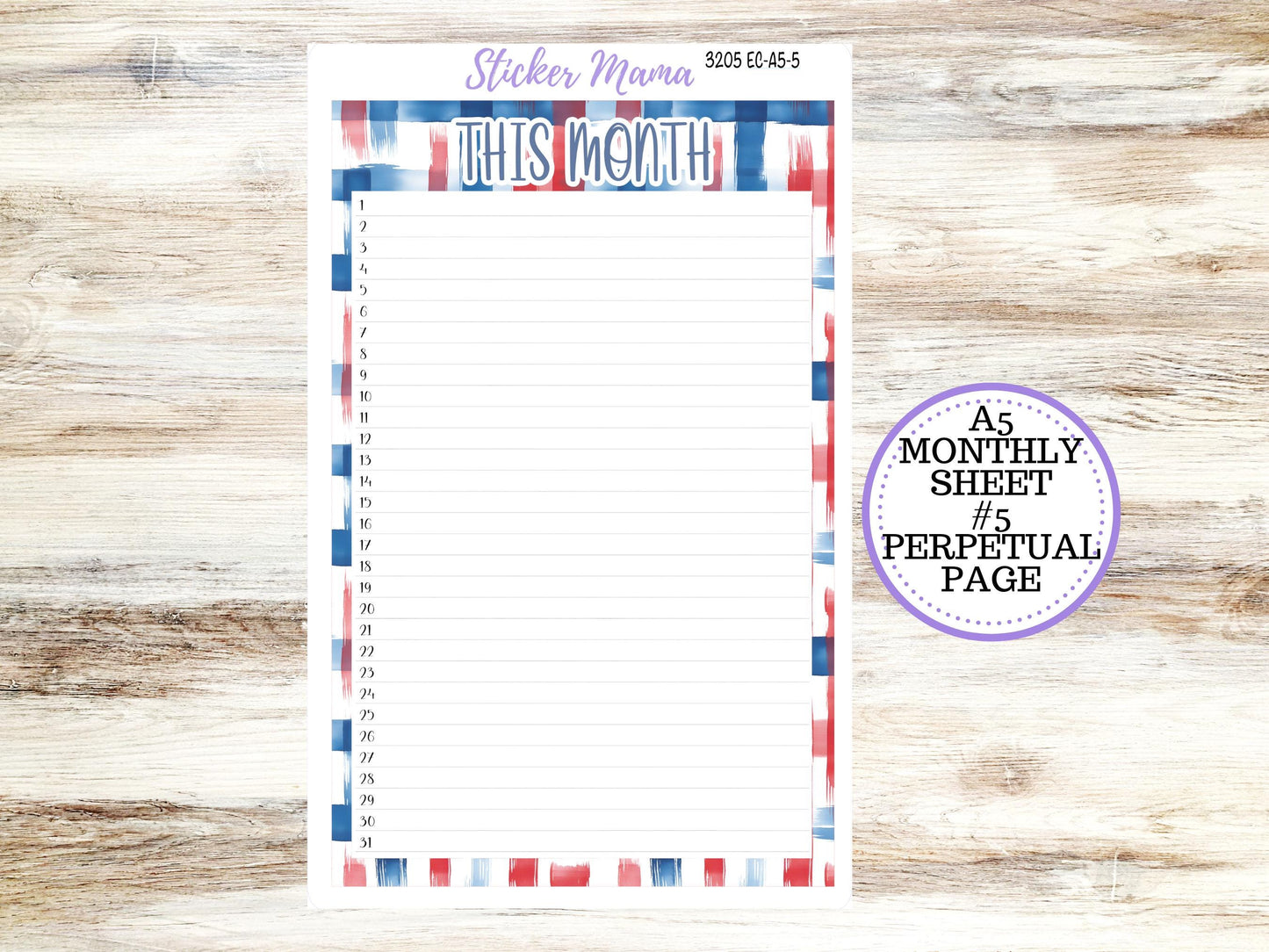 ERIN CONDRE Monthly Kit-3205 || A5 || Patriotic Festivities Stickers || - ec July Monthly Kit - Monthly Planner Kits - Monthly Budget