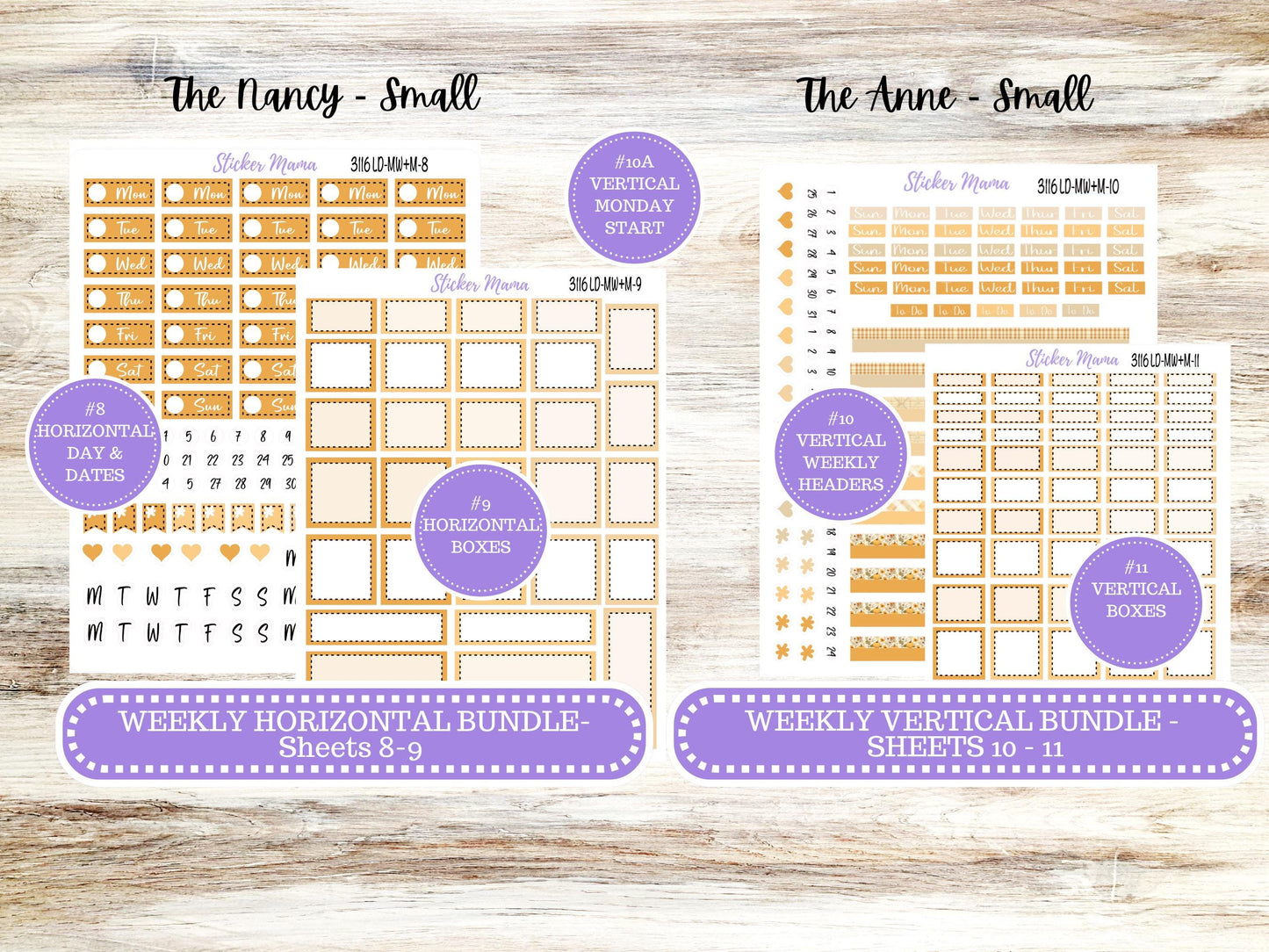 LD SMALL "The Anne" & "The Nancy" || MINI Week + Month Planner Kit #3116 || Laurel Denise Horizontal Vertical || Floral Harvest || 9-25