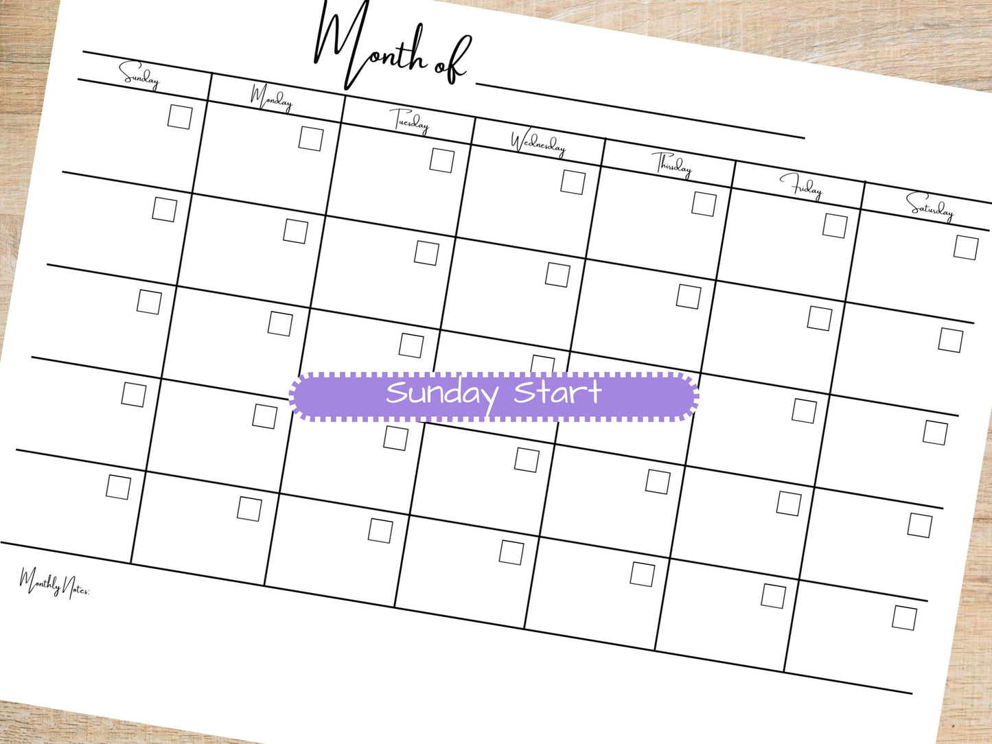 Minimalist Bottom Notes Monthly Planner Pad 8.5x11 | Desk Planning Notepad | Undated Organizer