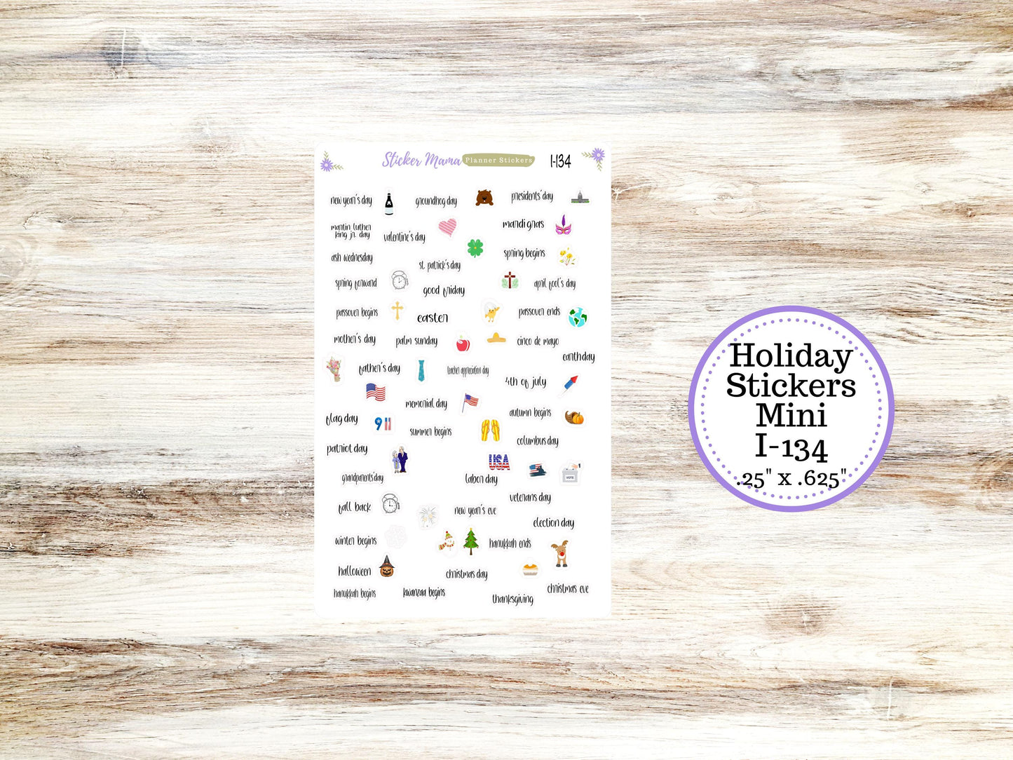 HOLIDAY STICKERS MINI I-133 - I-134 - Holiday Planner Sticker - Icon Planner Sticker