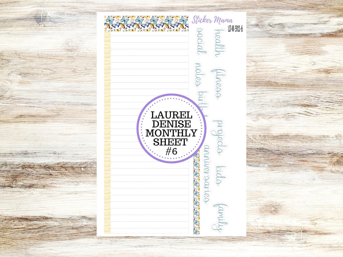 LAUREL DENISE PLANNER Monthly Kit #3112 || Laurel Denise Kit || Ld Stickers || Laurel Denise Horizontal Vertical || Butterfly Bliss