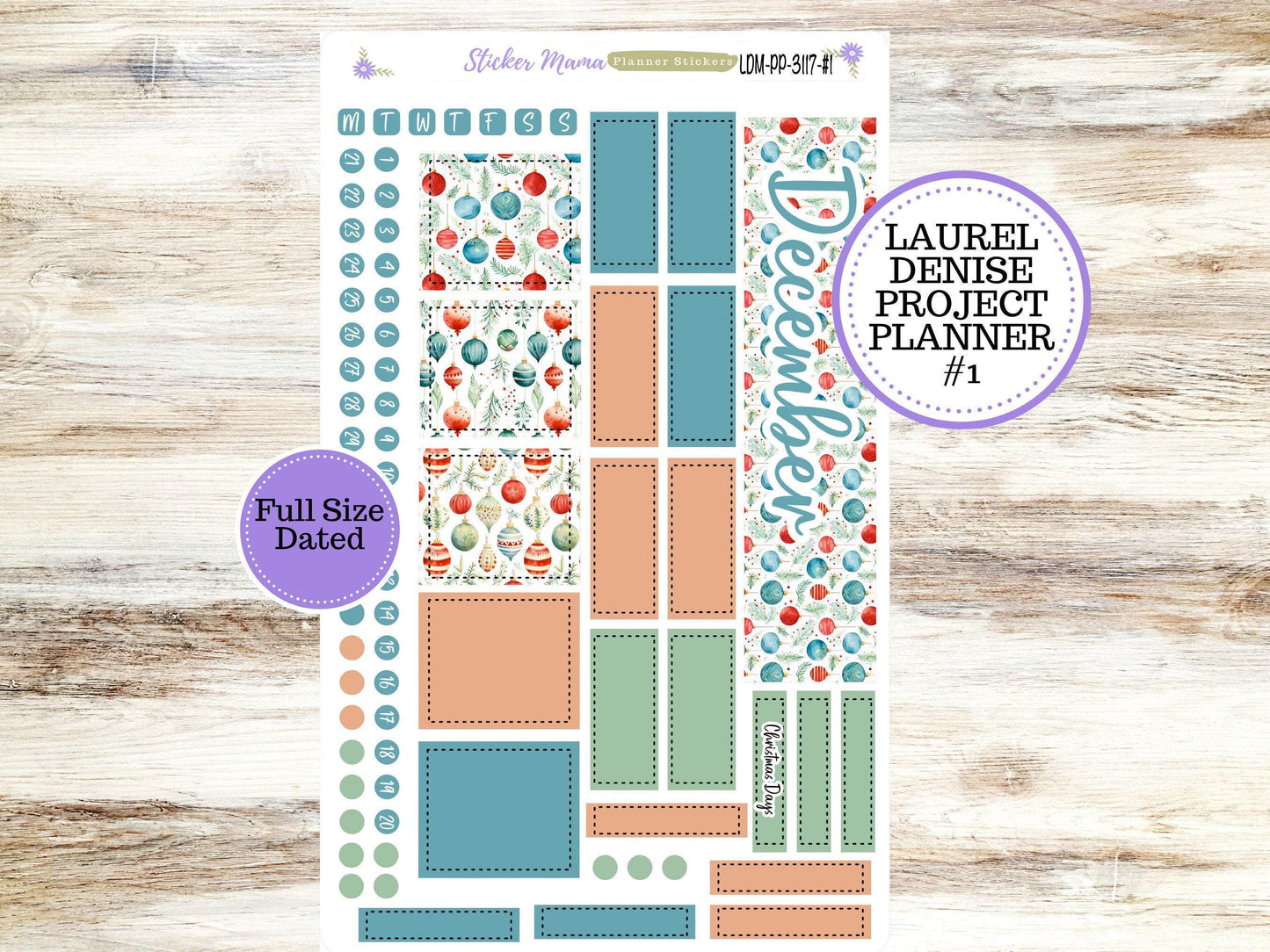 LAUREL DENISE PROJECT December Planner Kit #3117 || Merry Ornaments || Laurel Denise Kit || Laurel Denise Stickers || || December ld