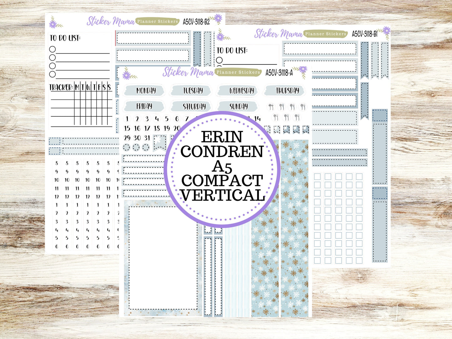 ERIN CONDREN A5 Compact Vertical-Kit #3118 || Arctic Frost - Planner Stickers - Erin Condren Compact Vertical Weekly Kit