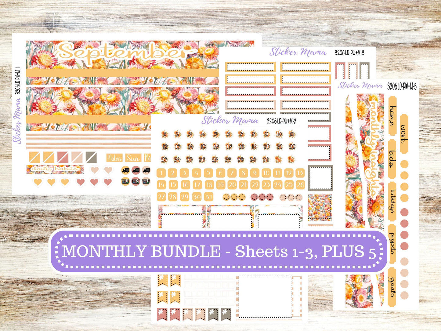 LAUREL DENISE PORTRAIT Week + Month Planner Kit|| Planner Kit #3206 || Falling Color || Laurel Denise September Sticker Kit || June 25