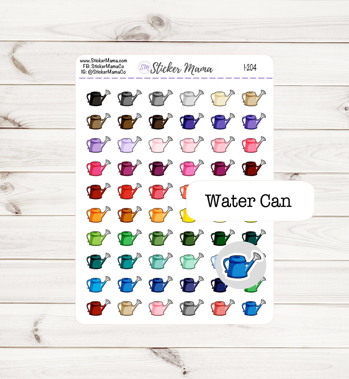 WATERING CAN PLANNER Stickers I-204 - Water Can Stickers - Stickers for Gardening